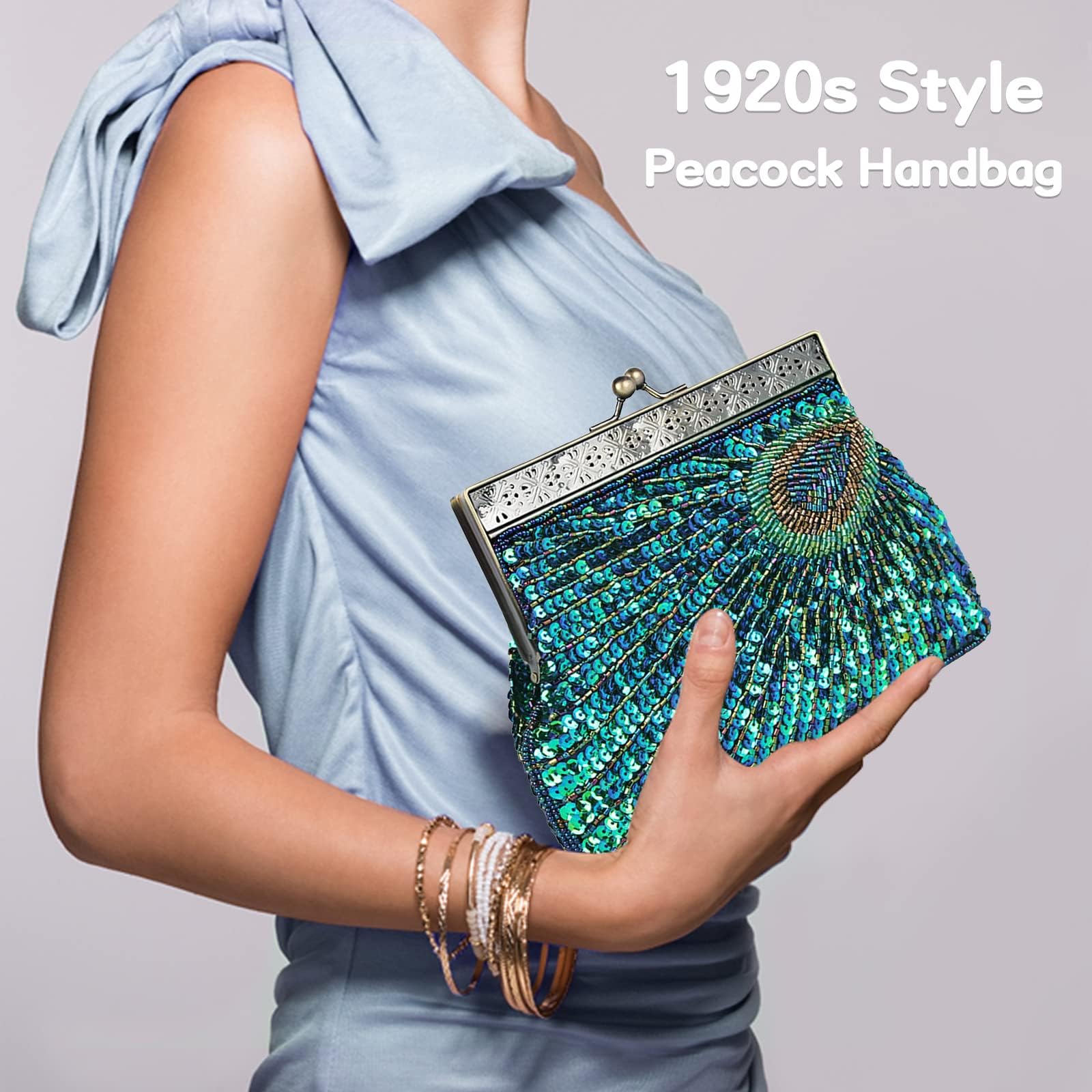 Bolso de noche para mujer, de lujo, pavo real, bolso de noche, bolso de boda, bolso de mano, bolso de mano