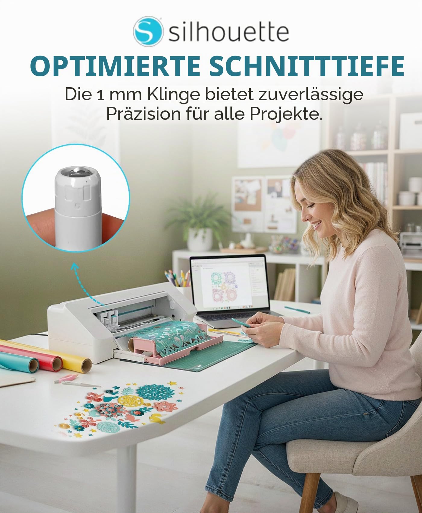 Silhouettes SILH-BLADE-ROTARY Drehklinge, Nur zur Verwendung mit Cameo 4, Einheitsgröße, Weiß/Grau