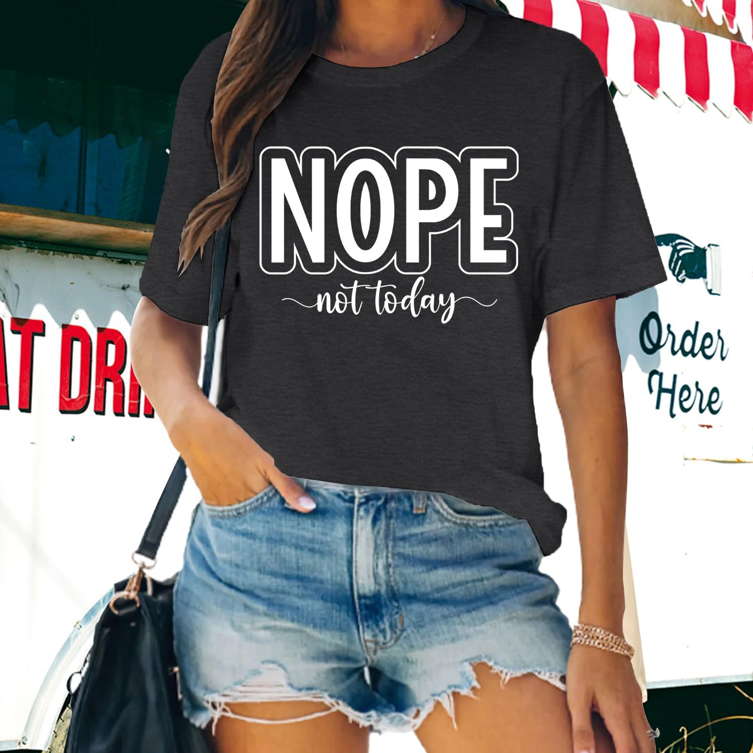 MAIHUN Women Nope Not Today Shirt Funny Saying Short Sleeve Summer Blouse Tee Top - Image 3