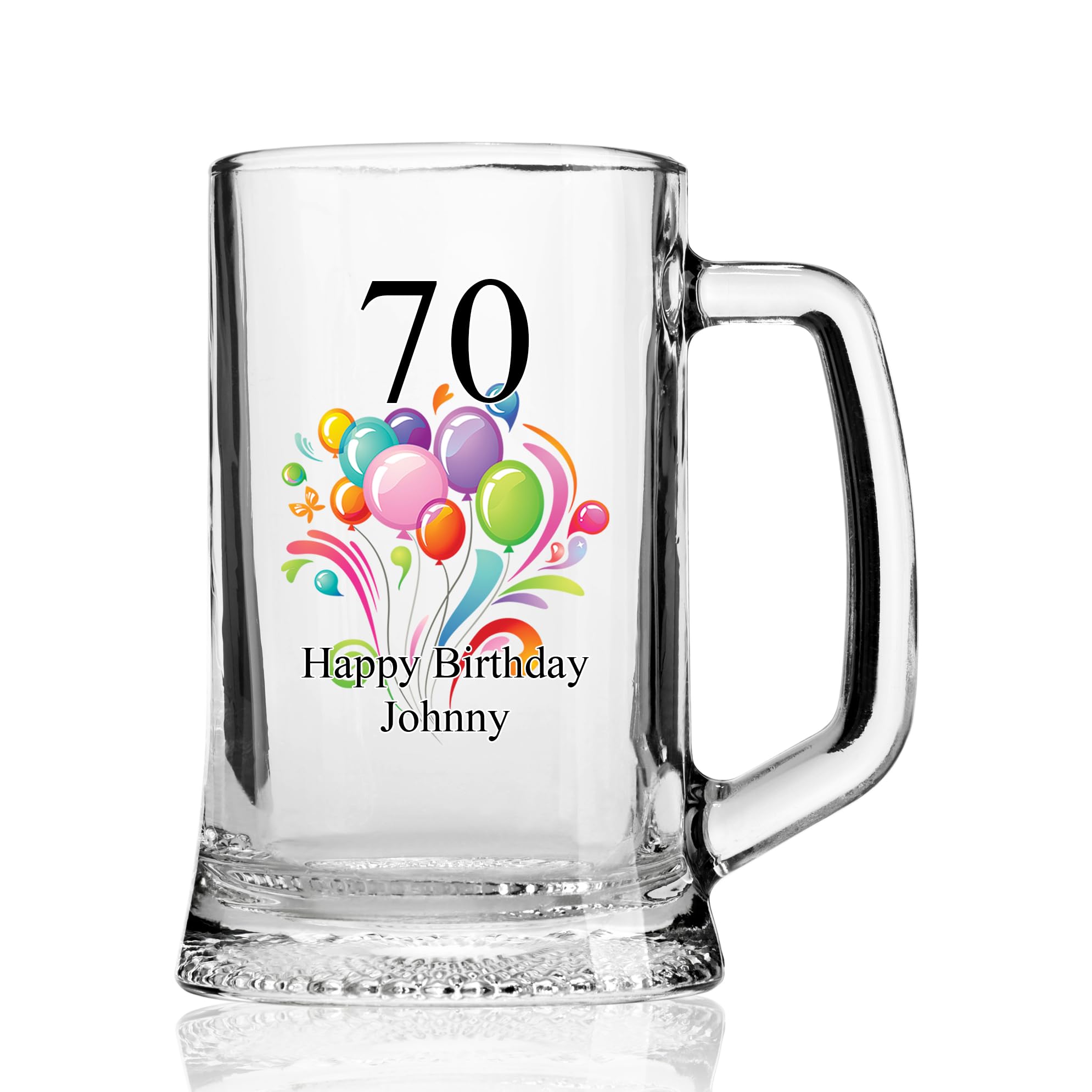ukgiftstoreonline Personalised Balloon Birthday Beer Glass Tankard Any Age and Name Gift