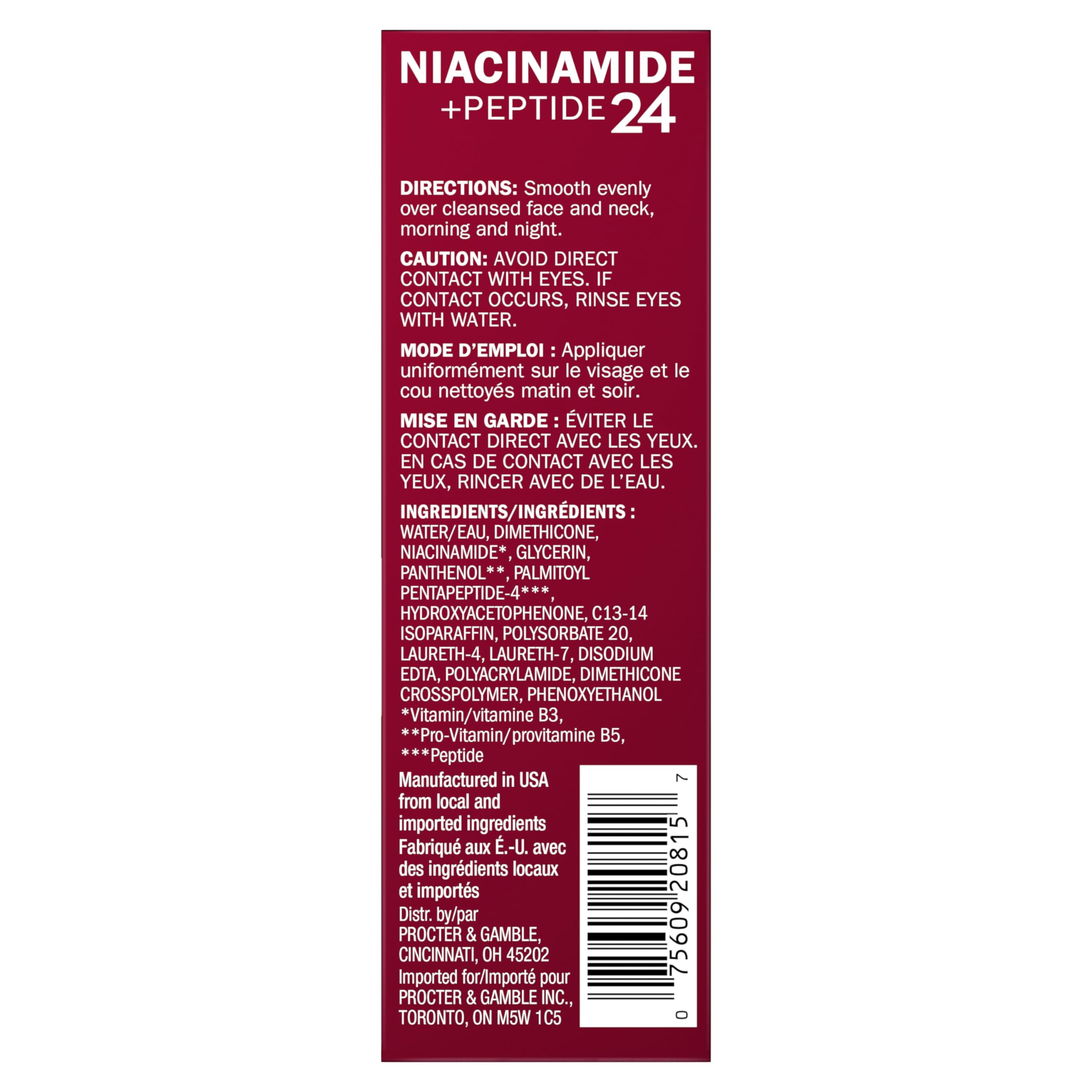 Olay Niacinamide + Peptide 24 Anti-Wrinkle Serum, Fragrance-Free, 1.3 oz