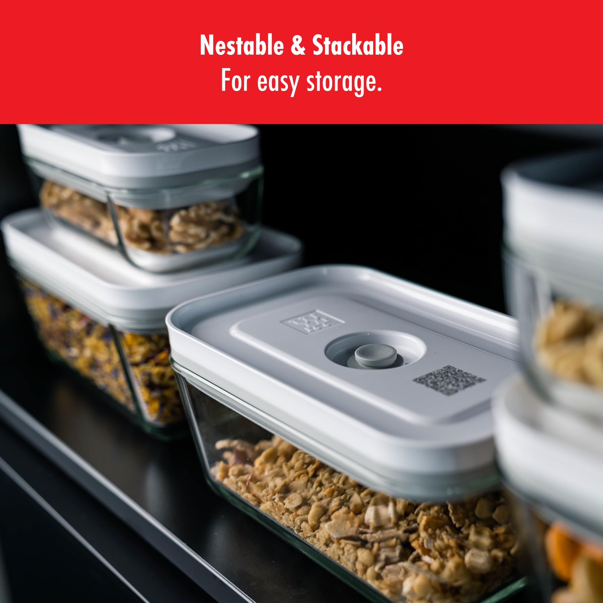 ZWILLING Fresh & Save - Recipientes de vidrio para almacenamiento de alimentos, 3 unidades, recipientes pequeños y grandes