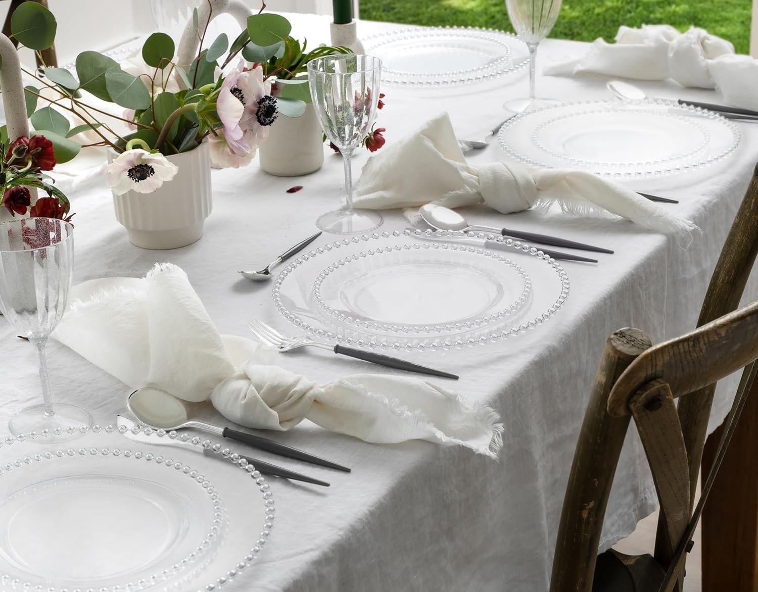 Decor Decorline - 96 Weingläser Kelch mit Stiel aus Premium-Kunststoff mit Silberglitter Wiederverwendbar Cocktailgläser für Hochzeiten & Partys, 200ml - Mehrweg & Stabil