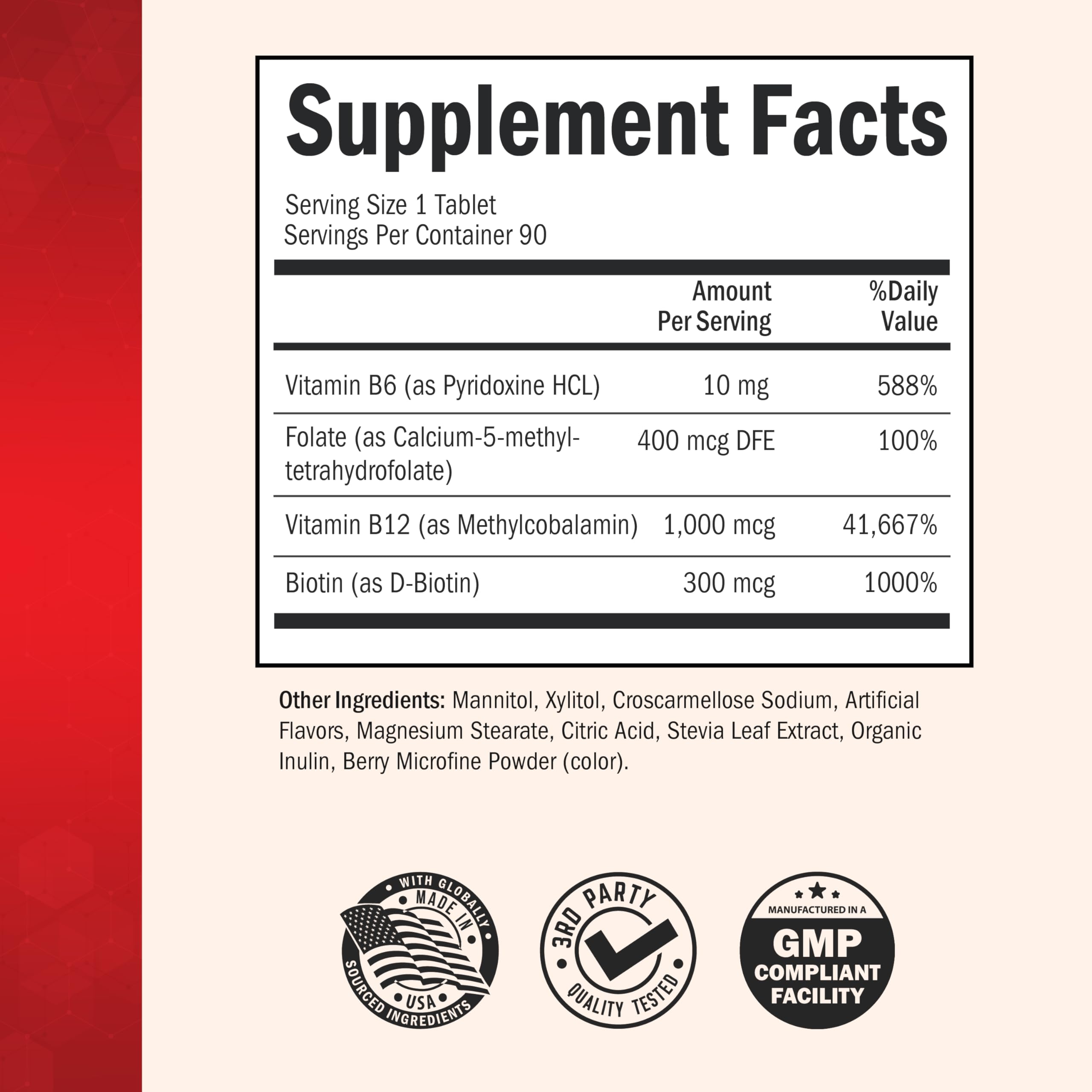 Bariatric B12 Plus Dissolvable Tablets - Cherry Strawberry Flavor, 90ct — Amazon image 3