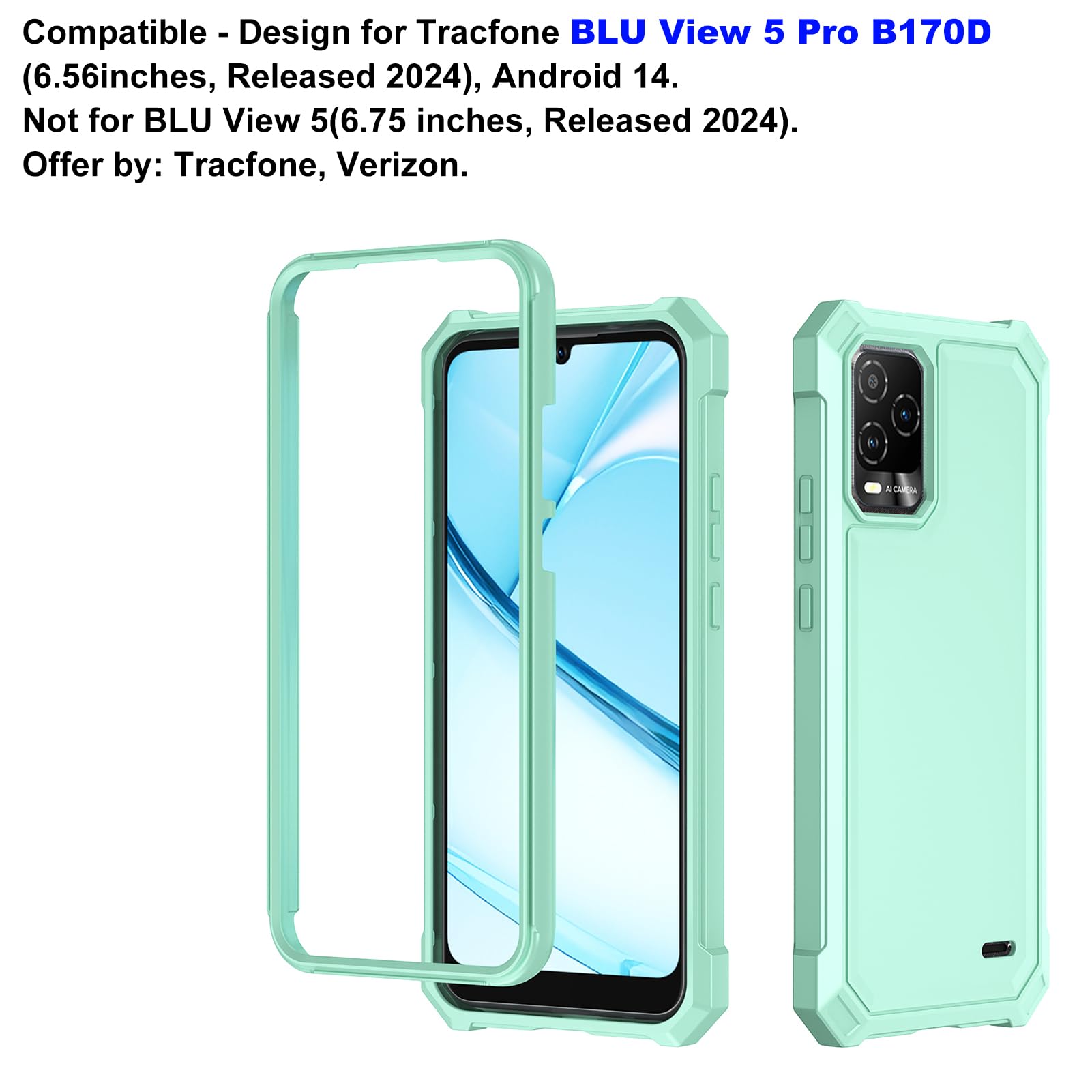 Amazon.com: Ailiber Case for BLU View5 Pro, Dual Layer Protection With  Screen Protector, Shockproof Corners TPU Bumper, Rugged Silicone Cell Phone  Cover - Mint Green : Cell Phones & Accessories