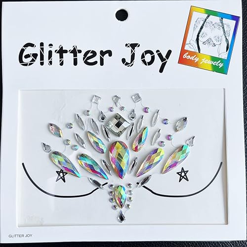 Miniatura 3 de Calcomanías de diamantes de imitación para el cuerpo, 2 hojas reutilizables para la cara y el cuerpo para Halloween, rave, festival, disfraces,