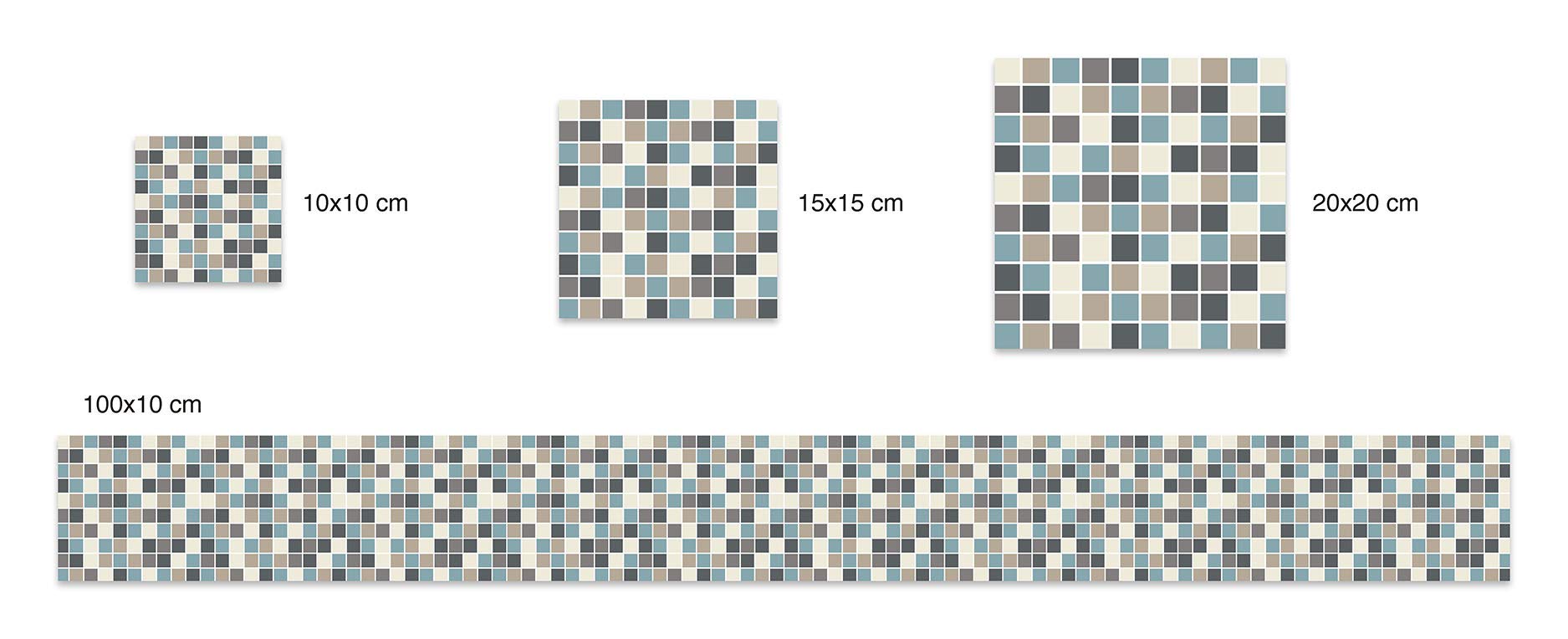 Panorama Azulejos Adhesivos Cocina Baño Pack de 72 Baldosas de 10x10cm Cuadrados Azul - Revestimiento de Paredes - Cenefas Adhesivas