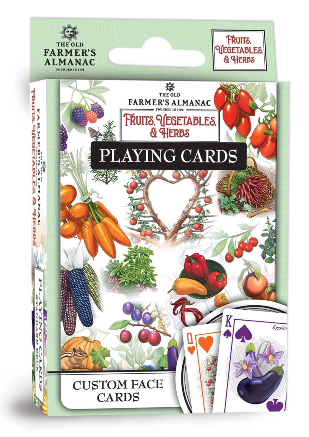 MasterPieces Family Games - Farmer's Almanac Fruits Vegetables & Herbs Playing Cards - Officially Licensed Playing Card Deck for Adults, Kids, and