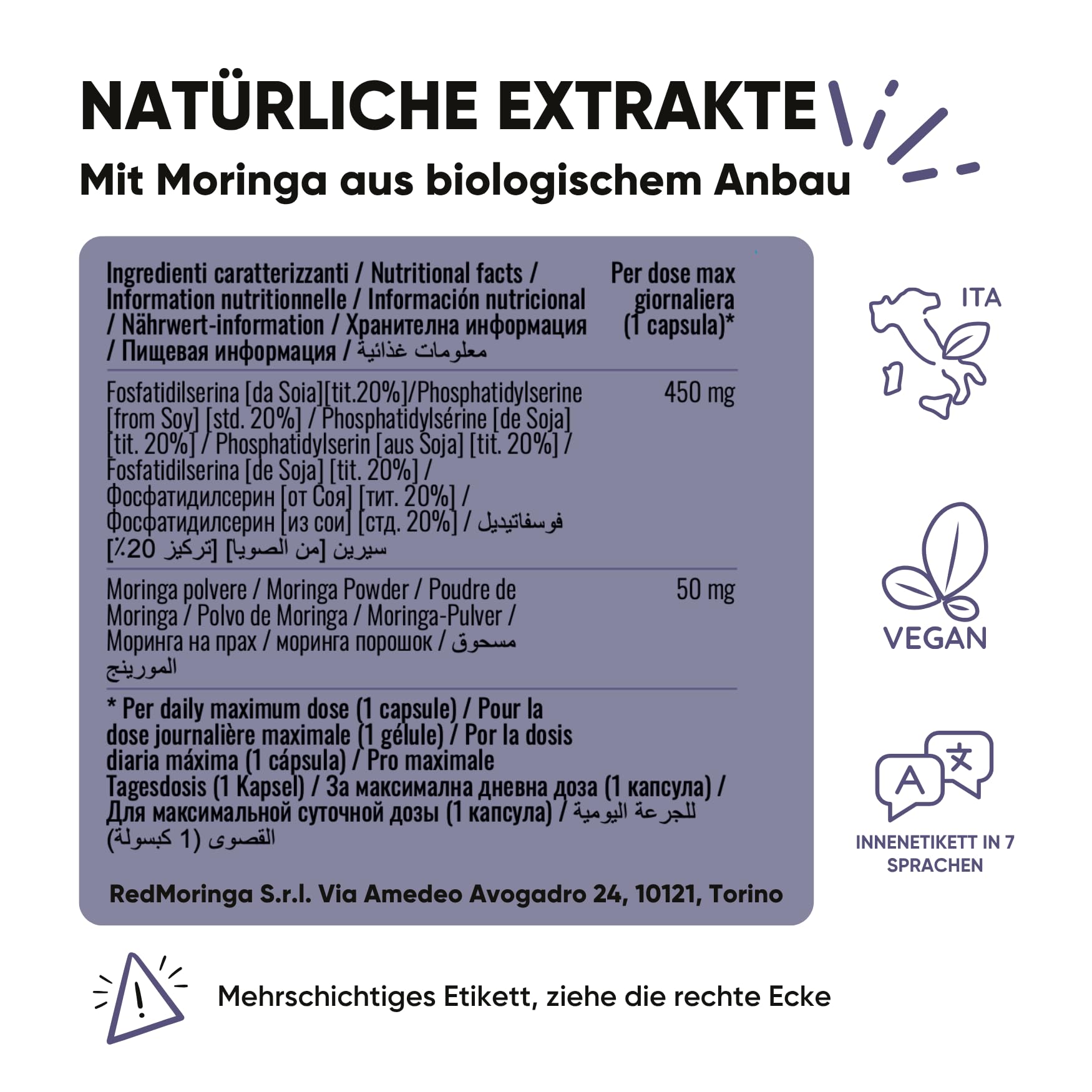 RedMoringa Cortisol Senken Frauen 3in1 150 Vegane Kapseln + 500ml