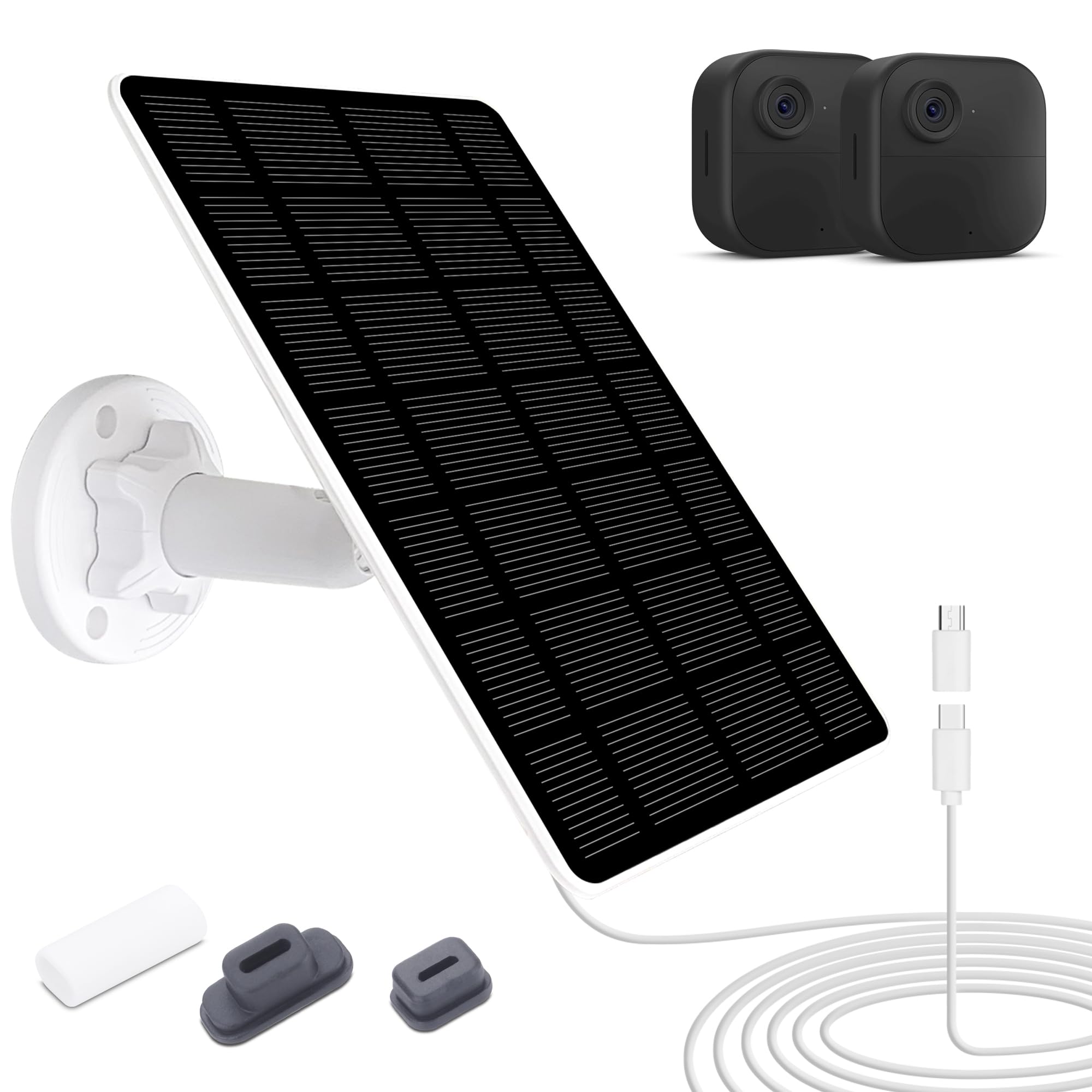5W Solar Panel for Blink Camera, Solar Charger Panel IP65 Weatherproof Compatible with Blink Outdoor 4 (4th Gen), Outdoor(3rd Gen) xt xt2 Outdoor Camera Battery, 3M Long Cable with Secure Wall Mount-picture-24
