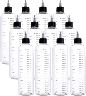 Bekith 12 Pack 16oz Empty Hair Color Applicator Bottle with Twist Top Caps and Discrete Measurements, Plastic Refillable S...