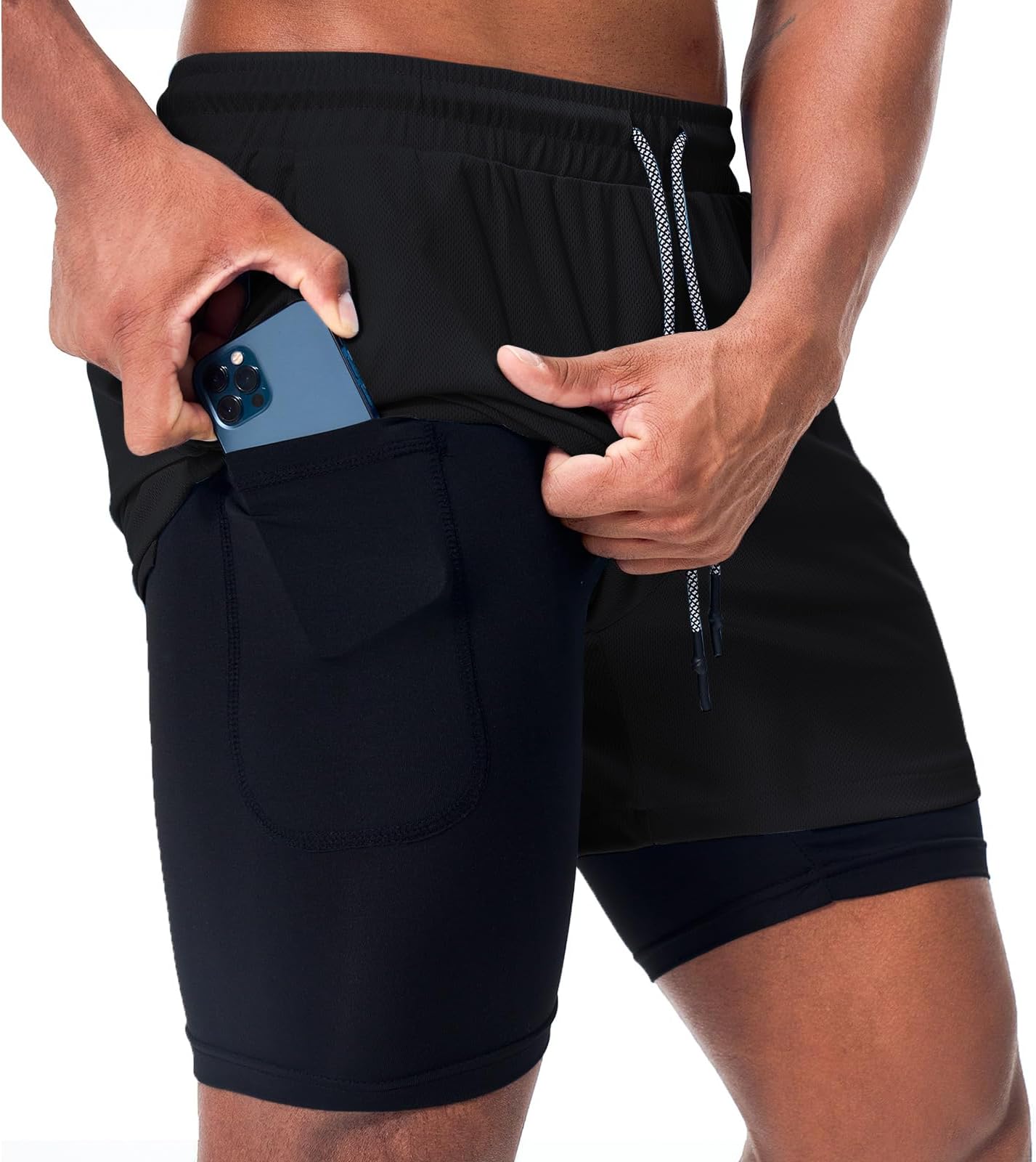Mens Running Shorts，Workout Running Shorts for Men，2-in-1 Stealth Shorts，7-Inch Gym Yoga Outdoor Sports Shorts
