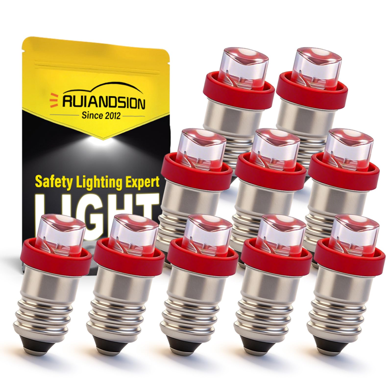 Ruiandsion 10 stks E10 LED Lamp 4.5V Wit 1W Vervangen Torch