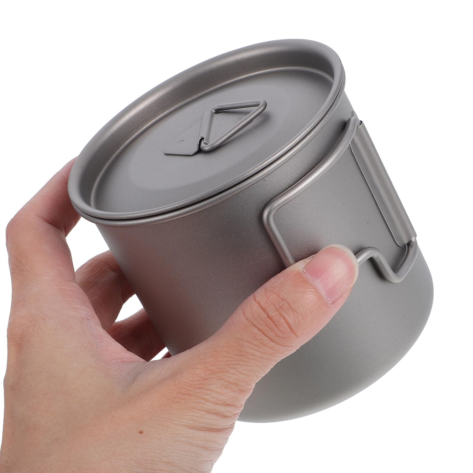 Cabilock Tasse Isotherme en Titane avec Couvercle et Poignée Pliable, Légère et Polyvalente pour Camping, Randonnée, Bureau ou Voyage, Chauffage Rapide et Paquet de Rangement Inclus