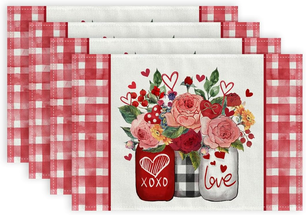 Hexagram Valentines Day Placemats Set of 4, Valentines