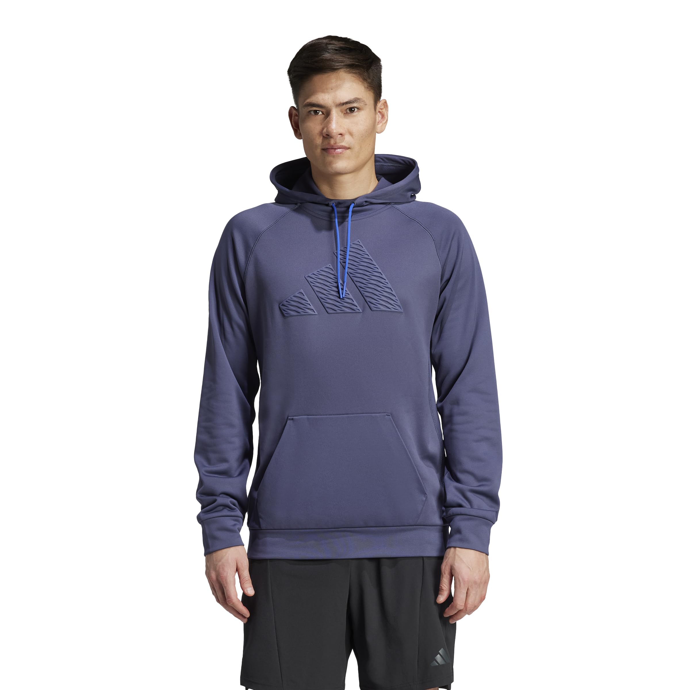 adidas Men's Game and Go Training Big Logo Hoodie Sweatshirt, Shadow Navy, L
