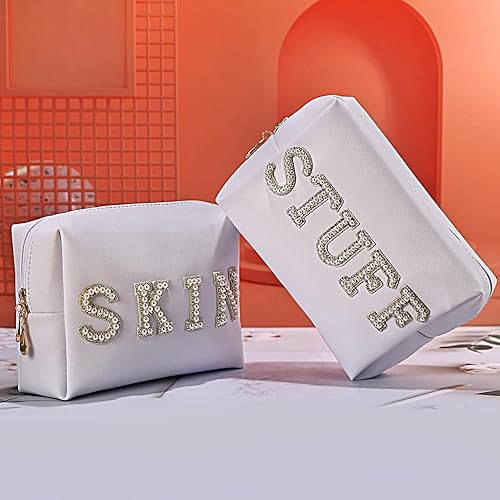 Miniatura 3 de Bride Patch MRS - Bolsa de cosméticos para mujer, bolsa de maquillaje con letras de diamantes de imitación para mujer, portátil, pequeña, de piel