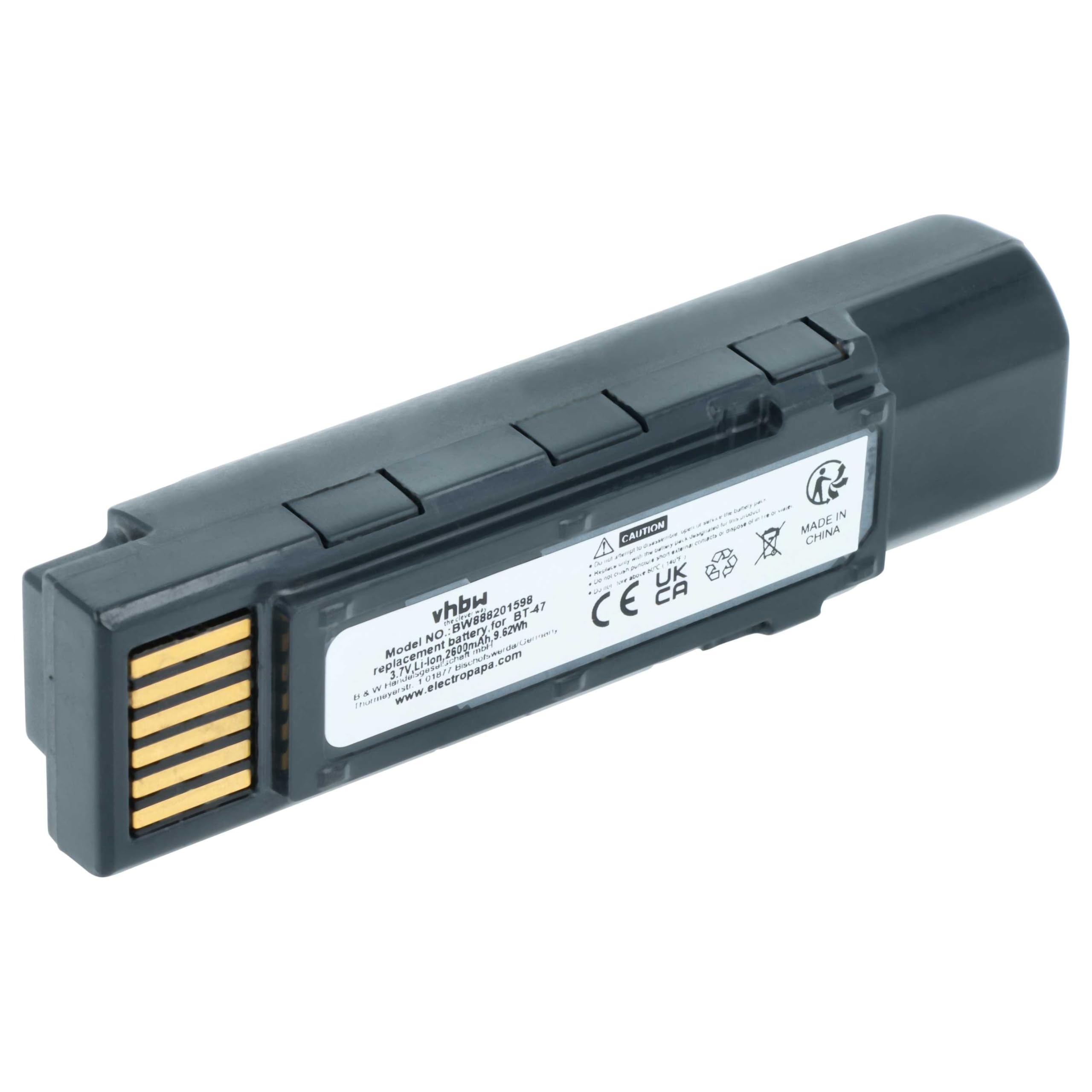 vhbw Akku Ersatz für Datalogic TW18050652 | 128004721, BT-47, RBP-GM45 für Barcodescanner POS (2600 mAh, 3,7 V, Li-Ion)
