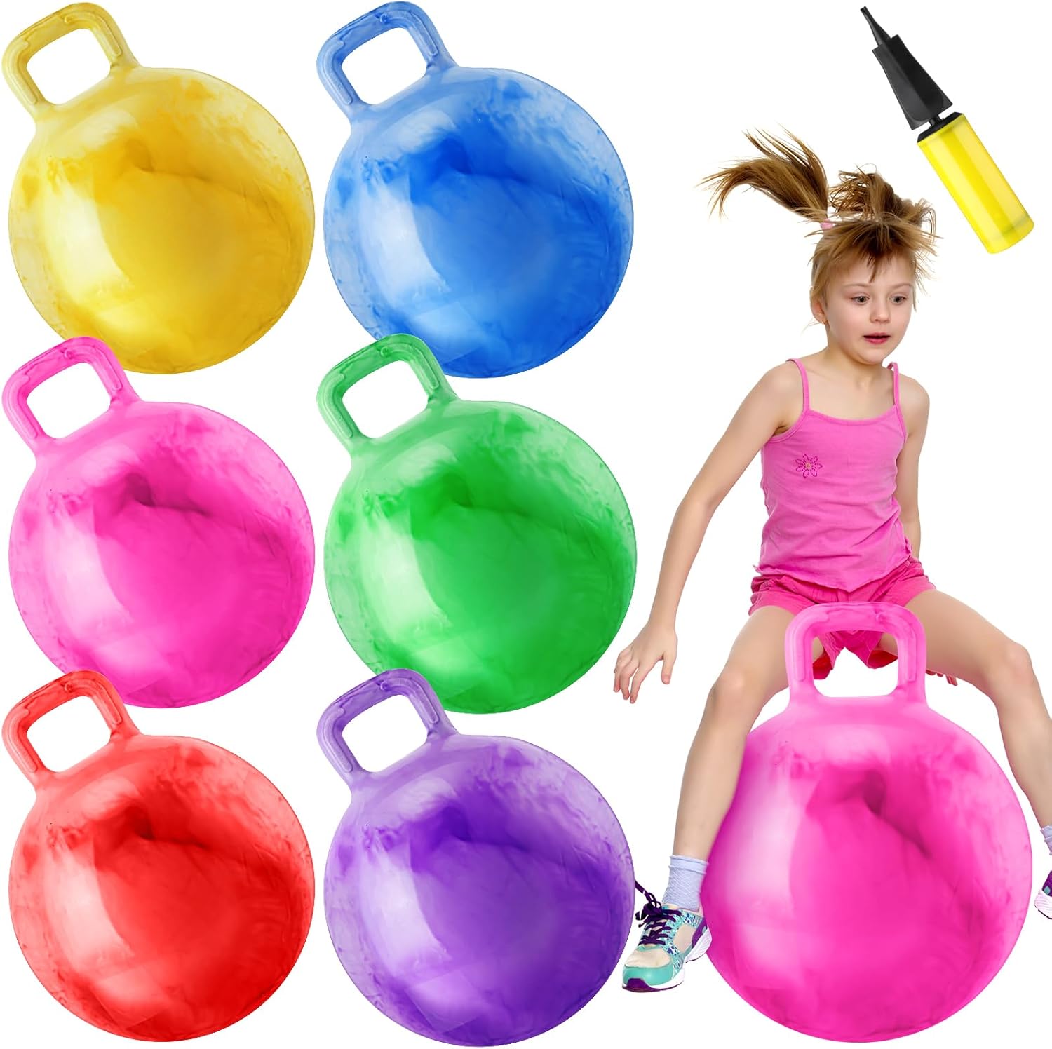 Liliful 6 Pcs Hopper Ball Jumping Hopping Ball 22 in Bouncy