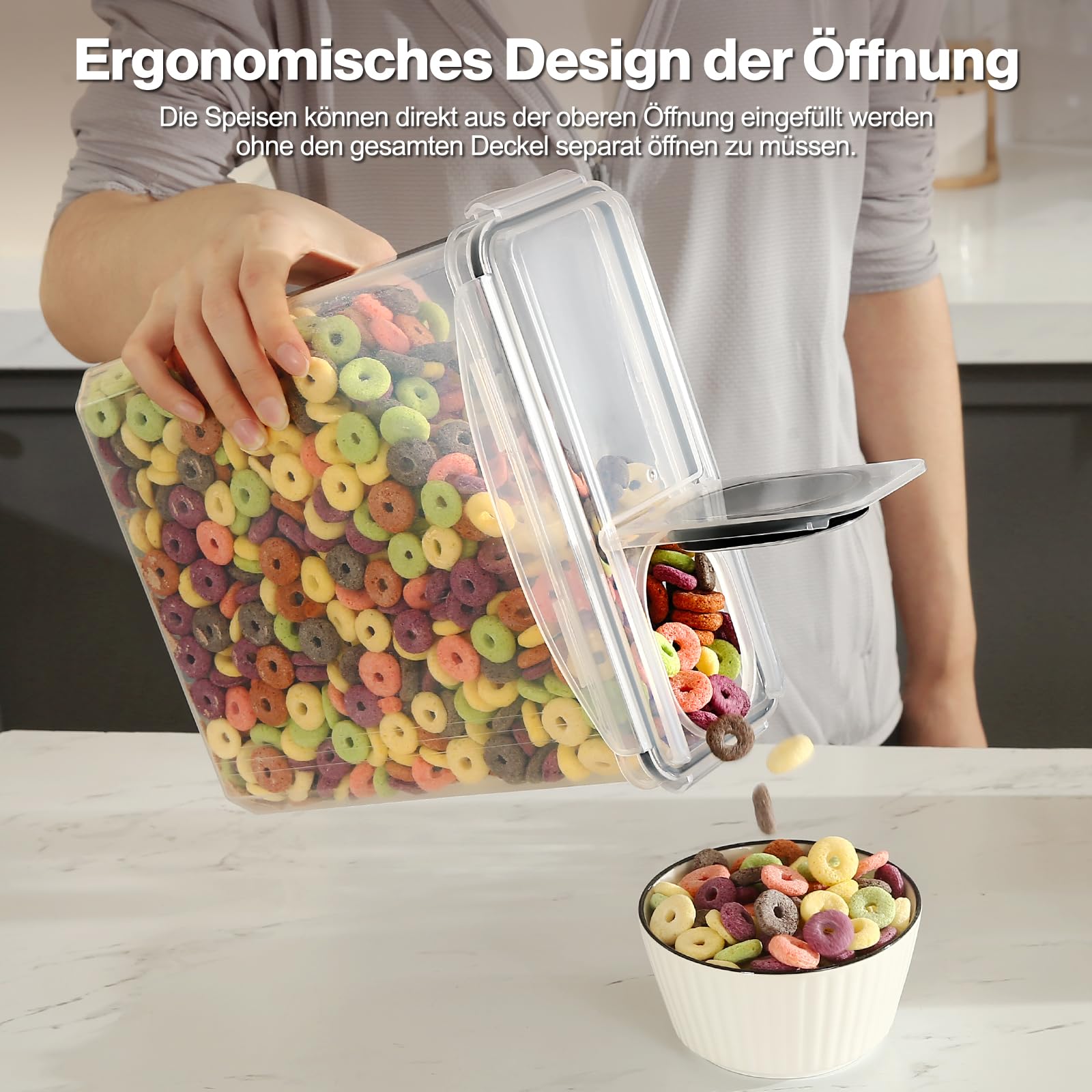 YASHE 3 Stücke Vorratsdosen Set 3.7L, Vorratsdosen mit Deckel Luftdicht, Kunststoff BPA freie Küche Aufbewahrungsbehälter für Mehl, Hafer, Aufbewahrungsbox Küche mit 16 Etiketten