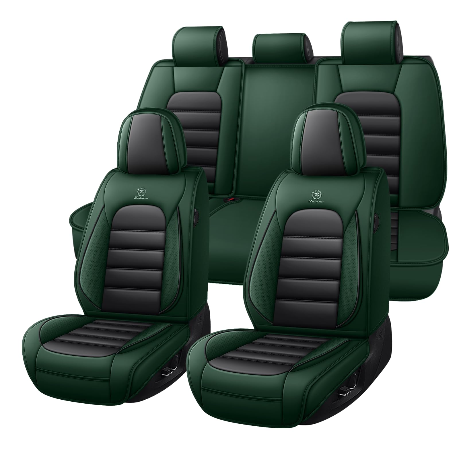 Megaseat Nappa Leather Seat Covers (Black & Green)
