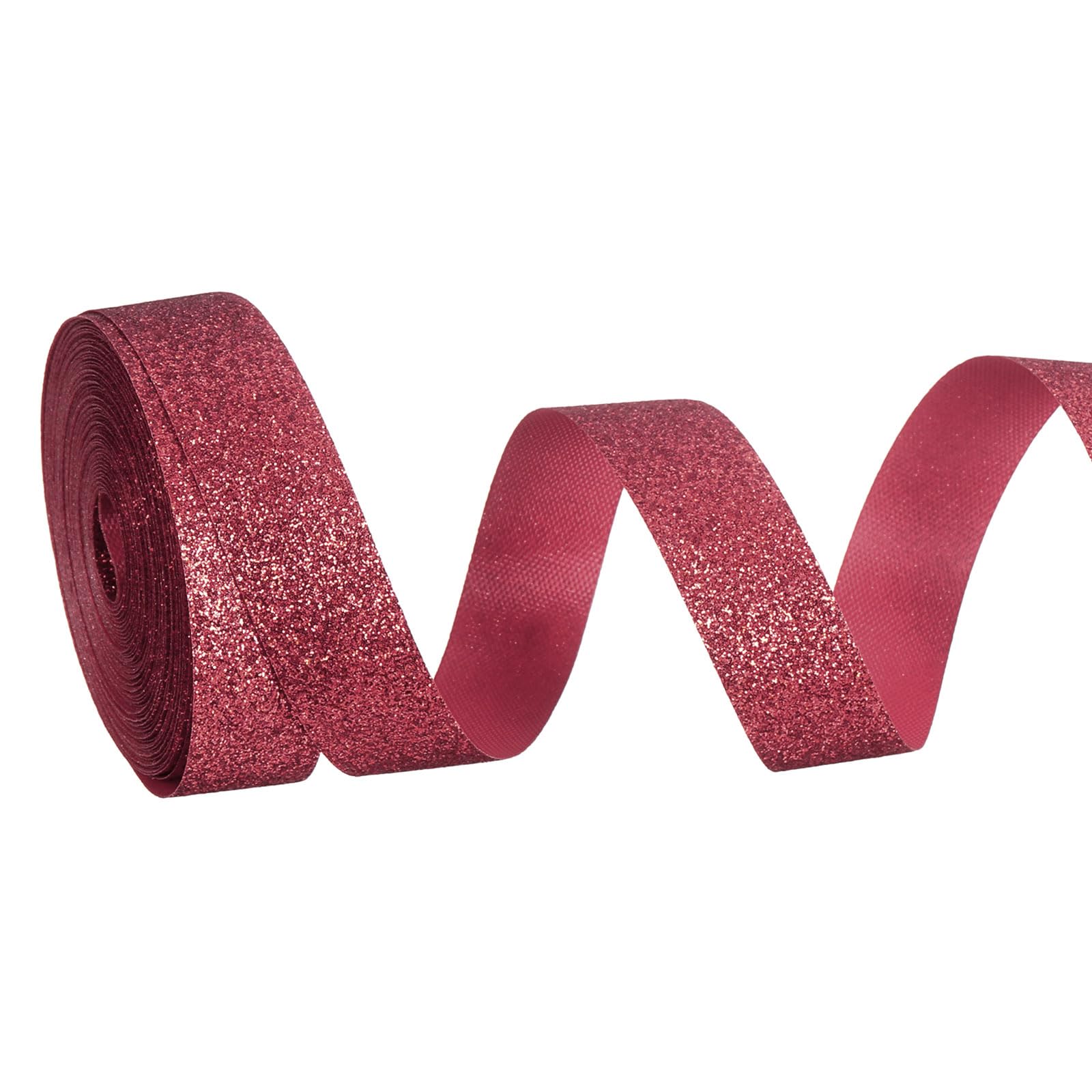 PATIKIL Metallic Glitter Ribbon Roll, 15mm x 9m Sparkly Ribbon Single Sided Cut Edge Gift Wrapping Fabric Rolls for DIY Crafts Wedding Bouquet Party Christmas Decor, Wine Red