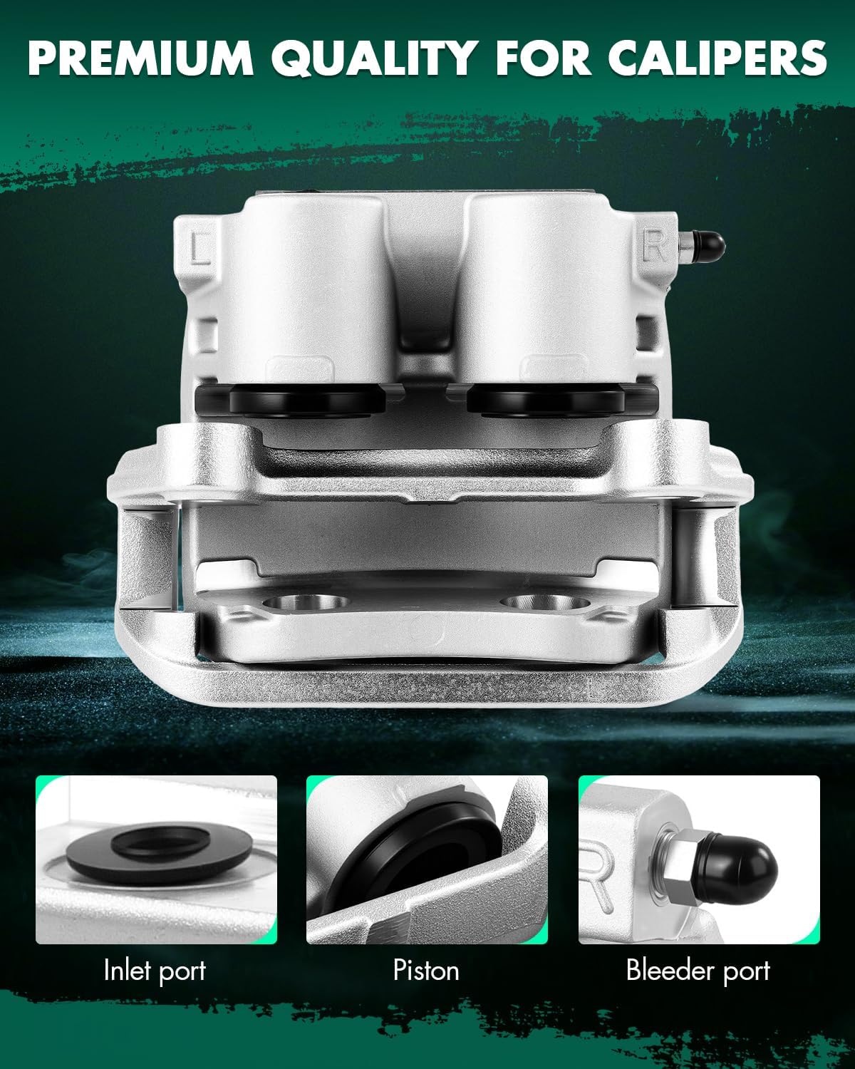 SCITOO 18B5122 18B5123 Front Left & Right Disc Brake Calipers w/Bracket Fit For Ford For Mustang 2003-2004, Double Pistons