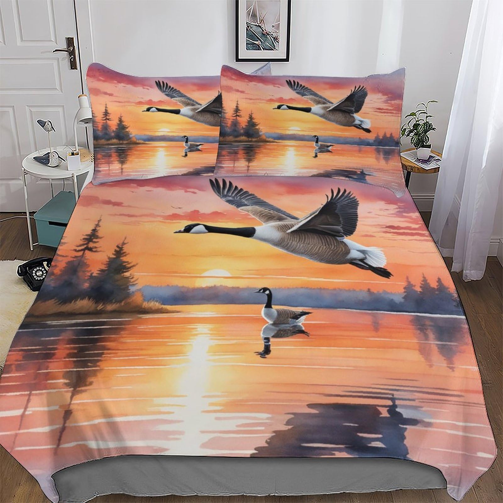 Goose 3D Duvet Cover Set Microfiber Bedding Set Quilt Cover 3 Pieces with Zipper Closure And Pillowcases For Boys, Girls And Teenagers Comforter Cover Double (200x200cm) — image 1