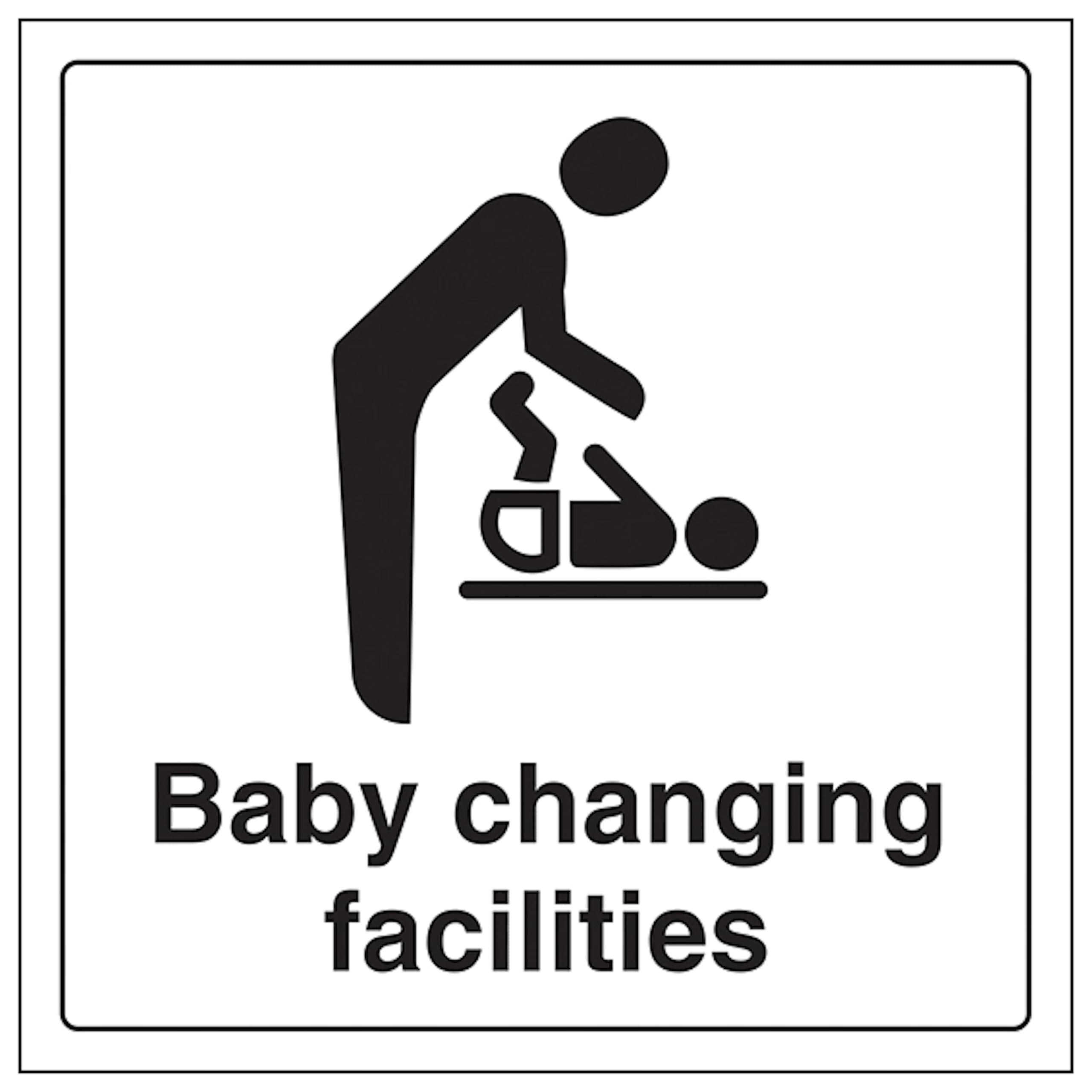 V Safety Baby Changing Facilities With Symbol 200 x 200 mm - Glow In The Dark 1mm Rigid Plastic Safety Sign