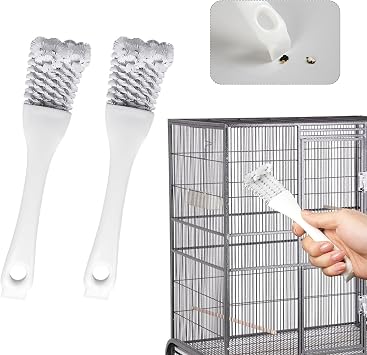 Bird Cage Cleaner with Long Handle & Shovel Hard Bristles Easy Bird Droppings Removal Brush for Parrot & Pet Cages & Bird Perch Durable Bird Cage Cleaning Tool & Accessory 2