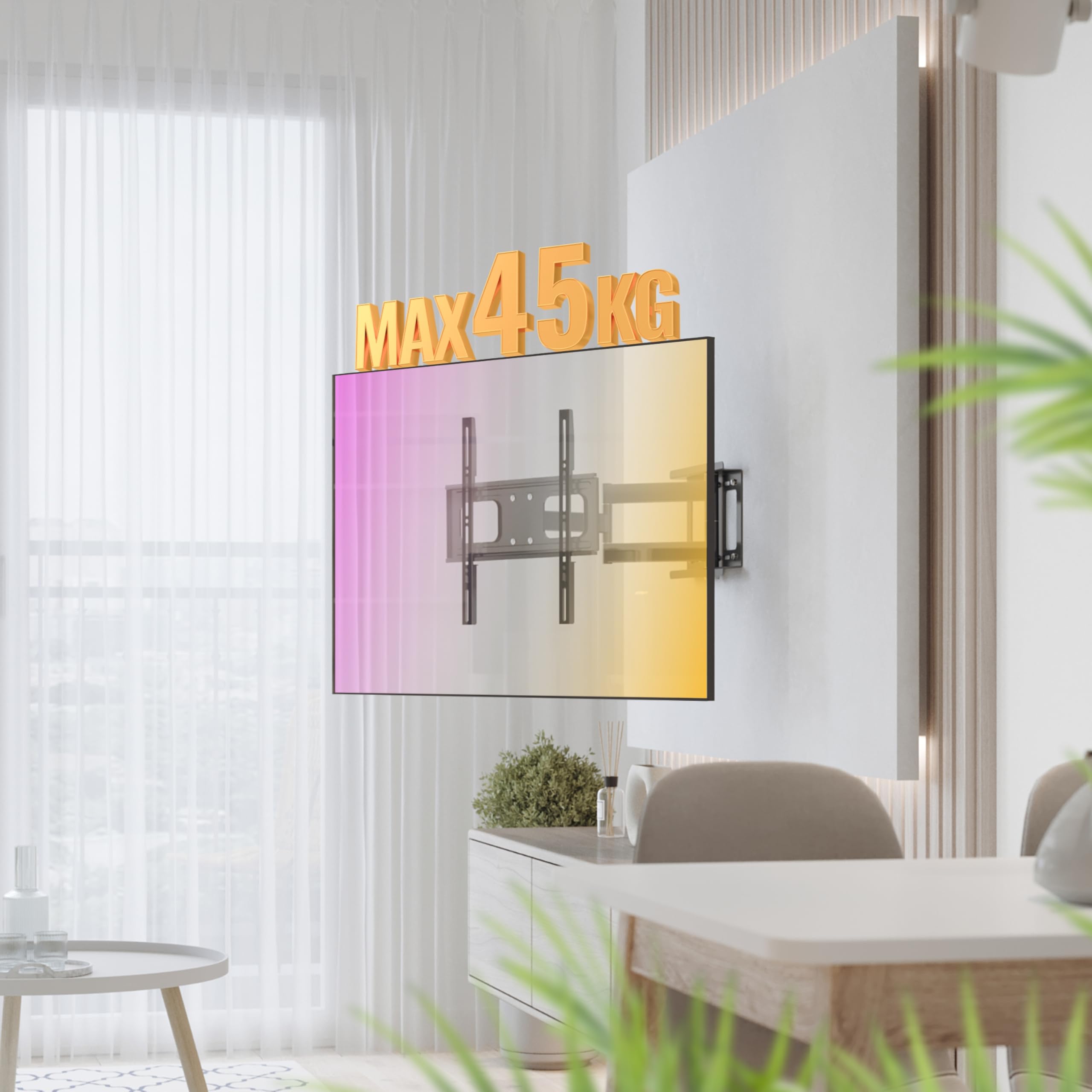 RICOO Soporte TV Pared Giratorio Inclinable Televisión 32-60" (81-152cm) S2544 Brazo Universal Televisor LED LCD Curvo VESA 200x200-400x400