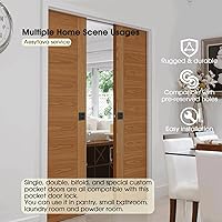 Vista 4 de Herrajes negros para puerta de bolsillo, 2 3/8 pulgadas, cierre de puerta de bolsillo cuadrado negro mate resistente, manija de puerta de bolsillo