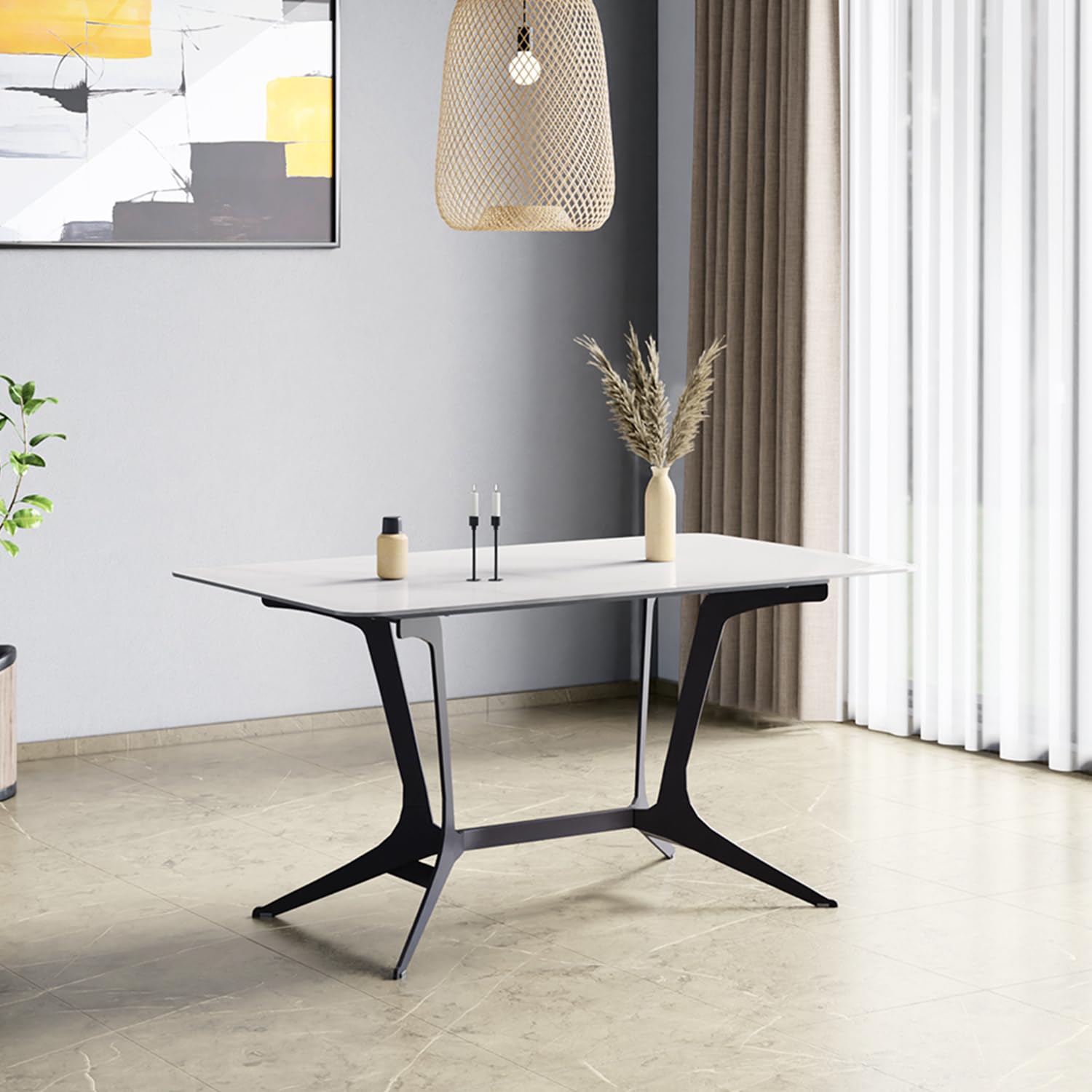 GODREJ INTERIO Kosmic 6-Seater Ceramic Rectangular Dining Table (1