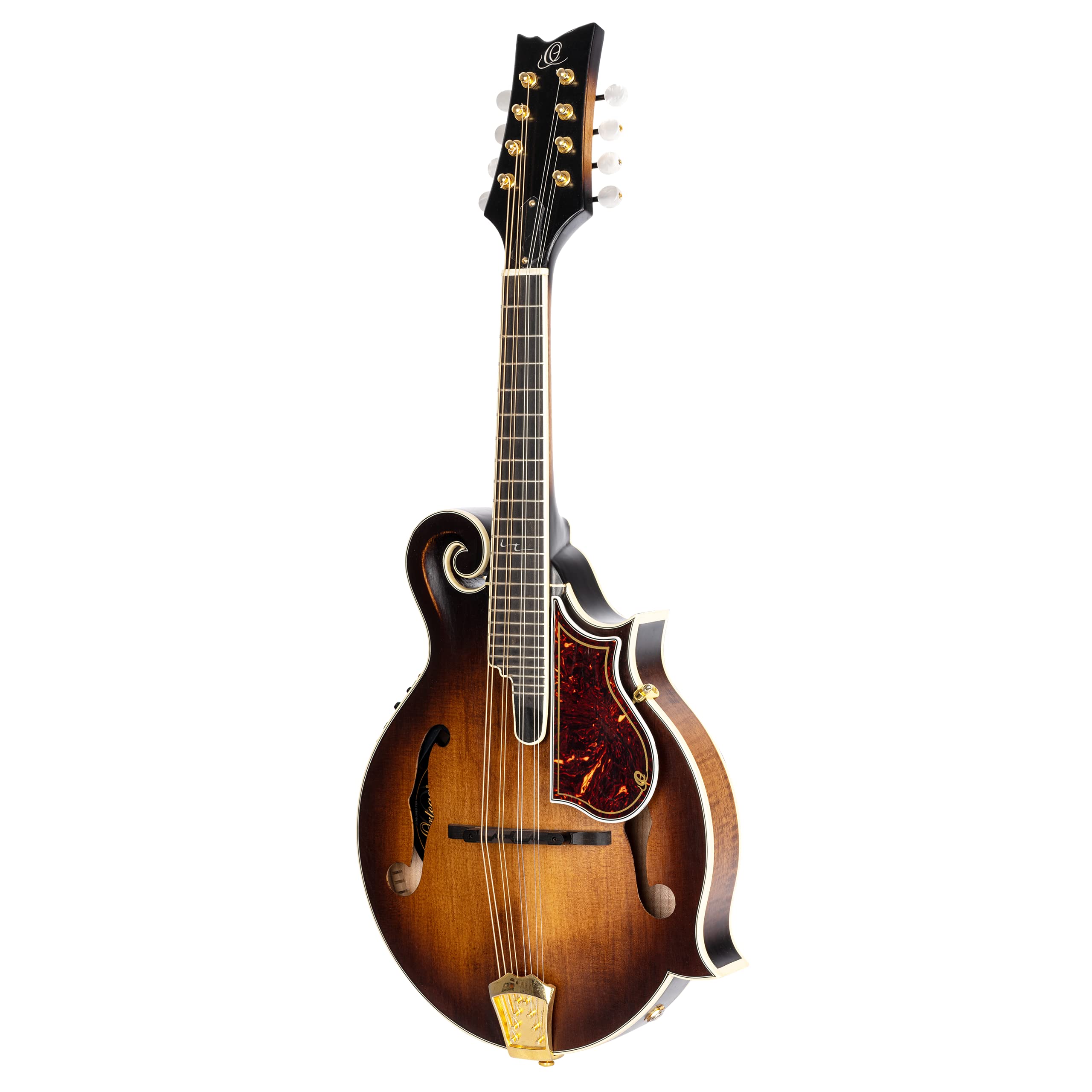 Ortega Guitars, 8-String F-Style Series All Solid Acoustic-Electric Mandolin w/Bag, Right, Gold (RMFE100AVO) - Image 7