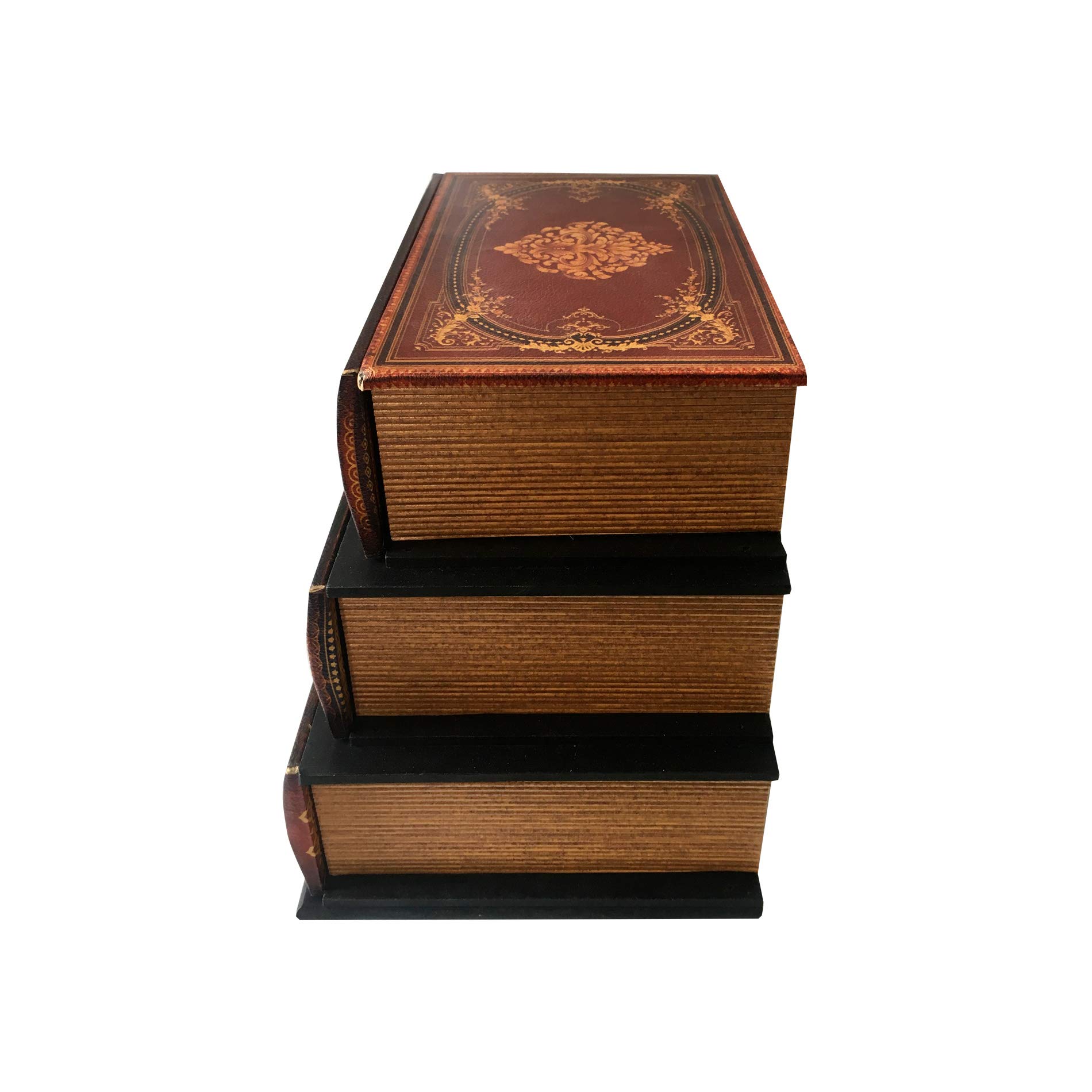 Rebecca Mobili Cajonera de Mesa, Organizador de Escritorio, Forma de Libro, 3 cajones, Canvas PVC MDF, Retro, para Maquillaje joyería - Medidas: 22 x 24 x 16 cm (AxANxFON) - Art. RE6443