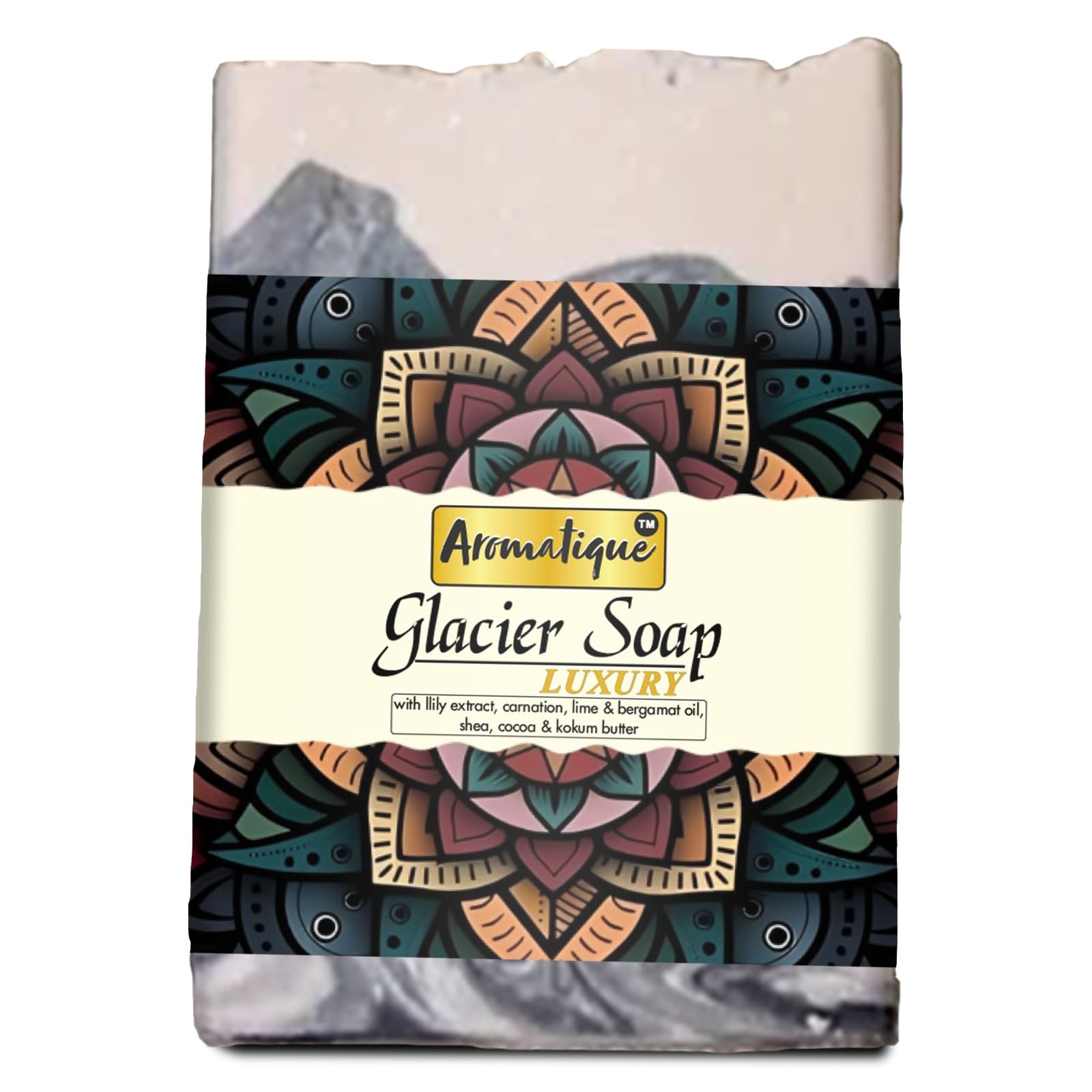 Aromatique Luxury Soap Bar for Men & women. For Brightening, Refreshing, Moisturising Face & Body. Pure & Gentle Moisturizing Bathing Soap. Handmade and Natural 114 Grams. (Glacial Soap)