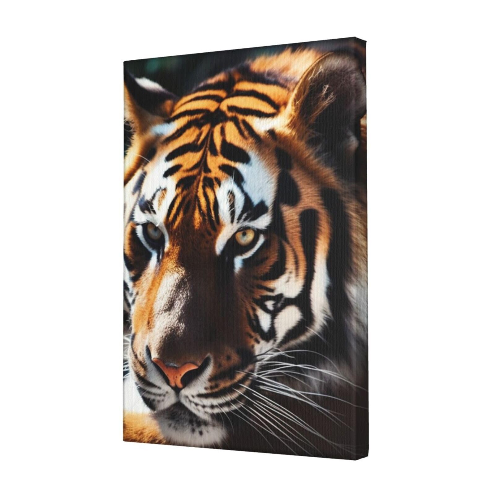 FodPand Wild Animal Tiger Canvas Wall Art for Living Room Wall Decor 12"x18" Modern Artwork Painting Pictures Hanging Canvas Prints Aesthetic Wall Art for Bedroom Bathroom Office Wallart Decor