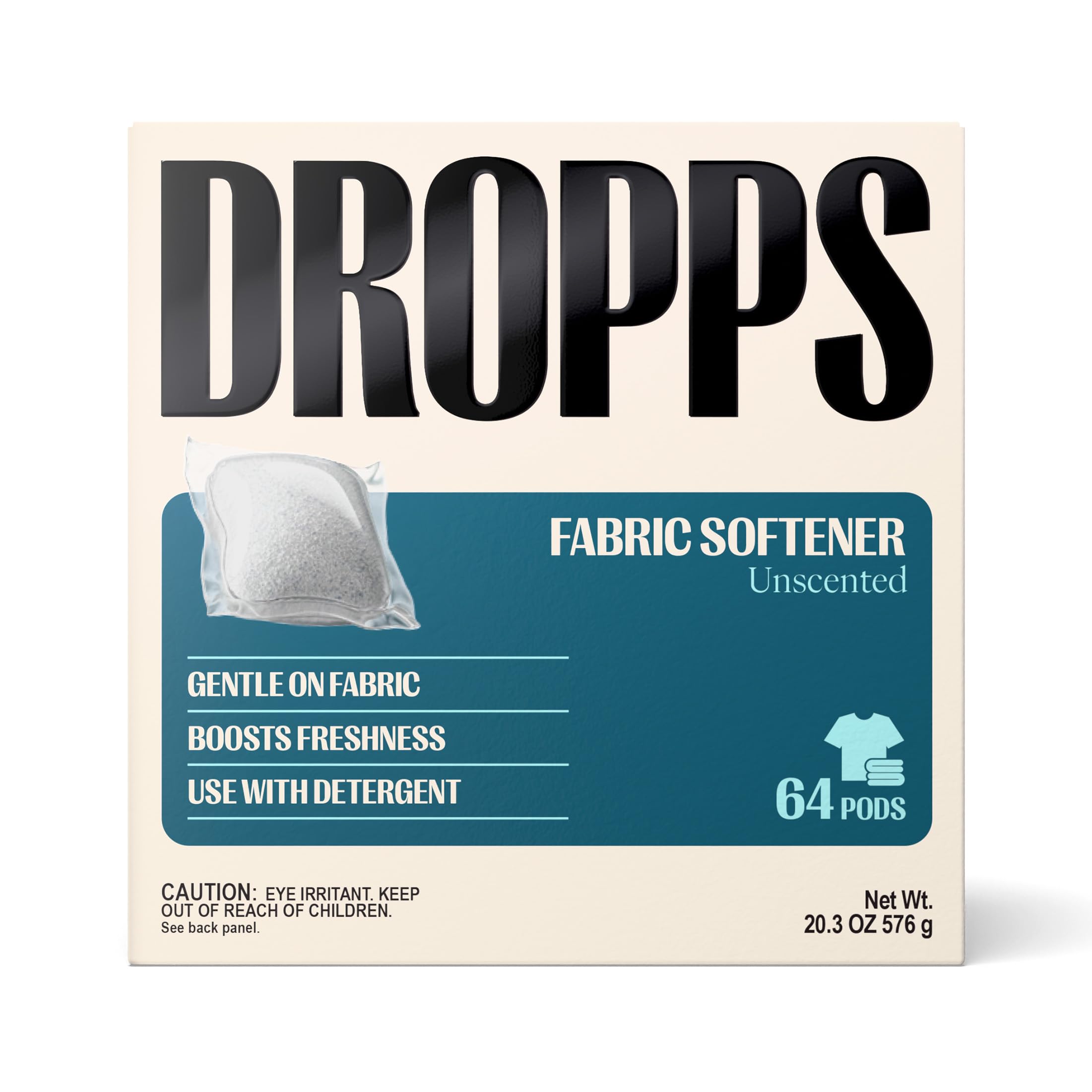 Dropps Fabric Softener Pods, Unscented (64 Count) - Free &amp; Clear | Laundry Softener For Soft &amp; Fluffy Fabrics | Liquid Softener &amp; Dryer Sheet Alternative | Clean Ingredients | Plastic Free Packaging