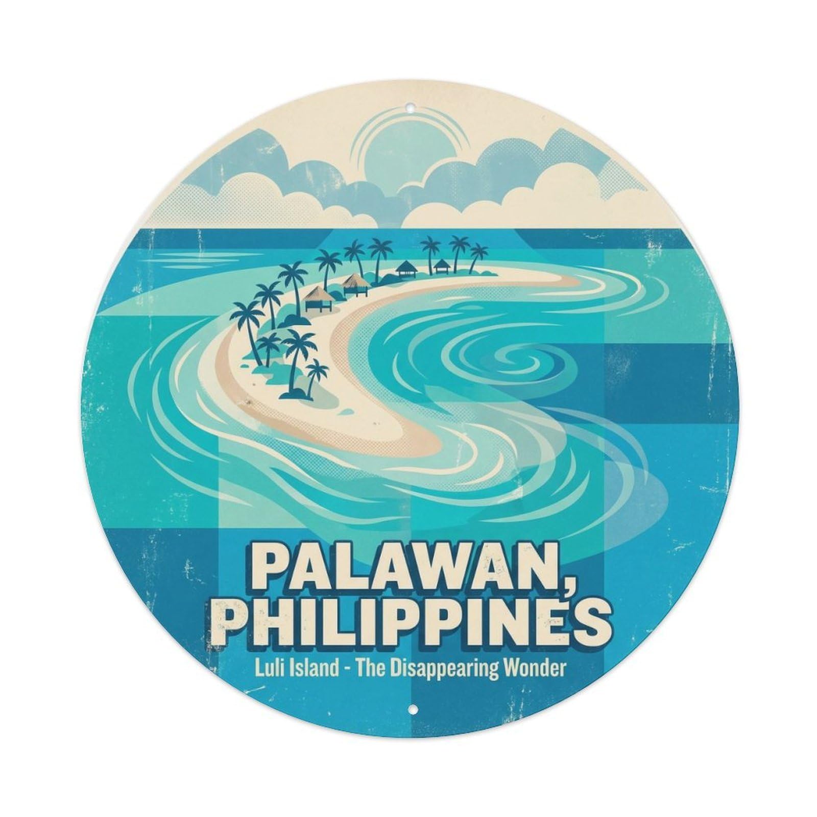 Luli Island Lagoon Coastal Bay Beach Destination Metal Tin Sign