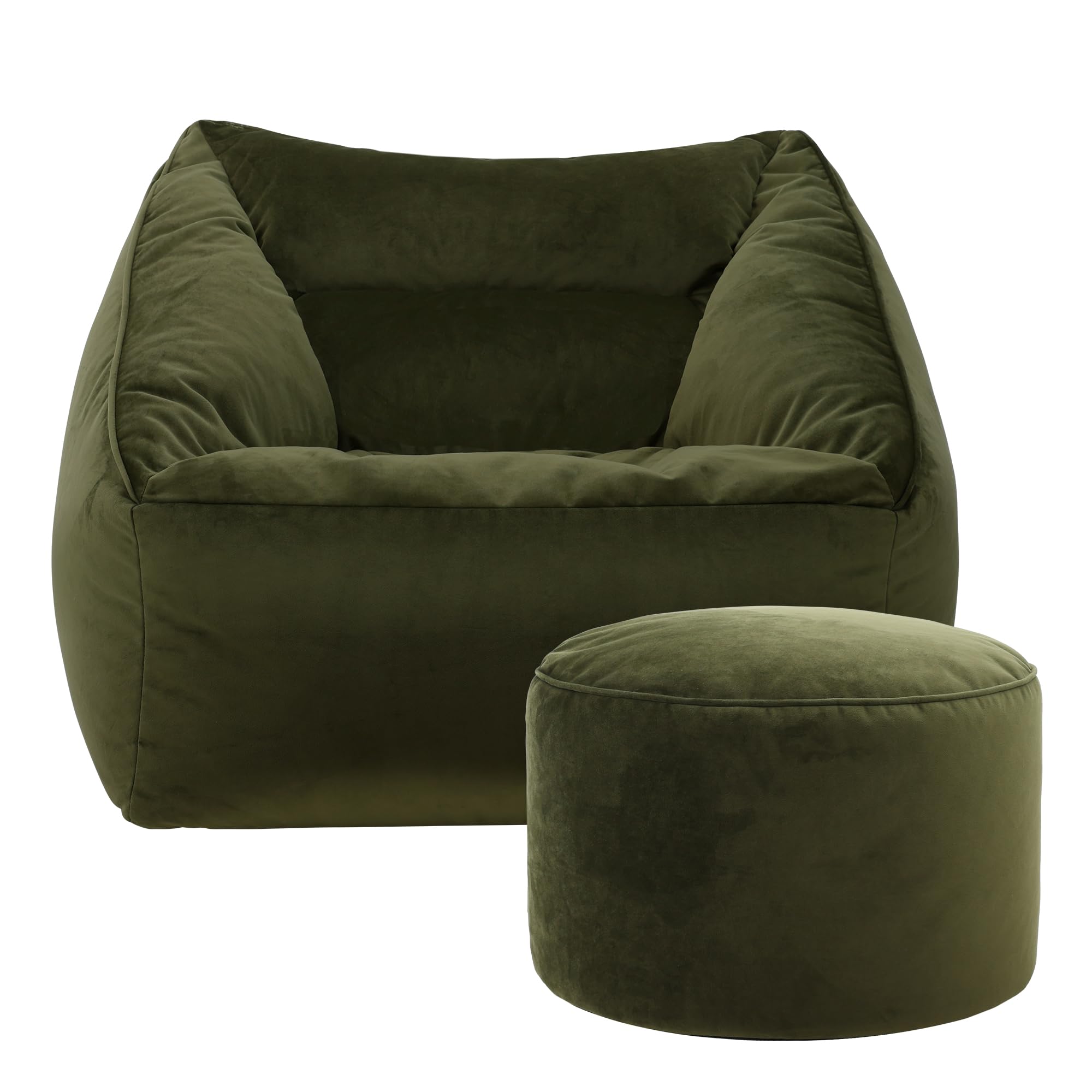 ICON Natalia Velvet Bean Bag Armchair and Pouffe - Large, Dusk Pink