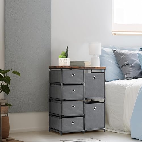 Miniatura 4 de MOOACE Organizador de armario de 6 cajones, baúl de almacenamiento de tela, estantes de gran capacidad con cajones para almacenamiento, dormitorio,