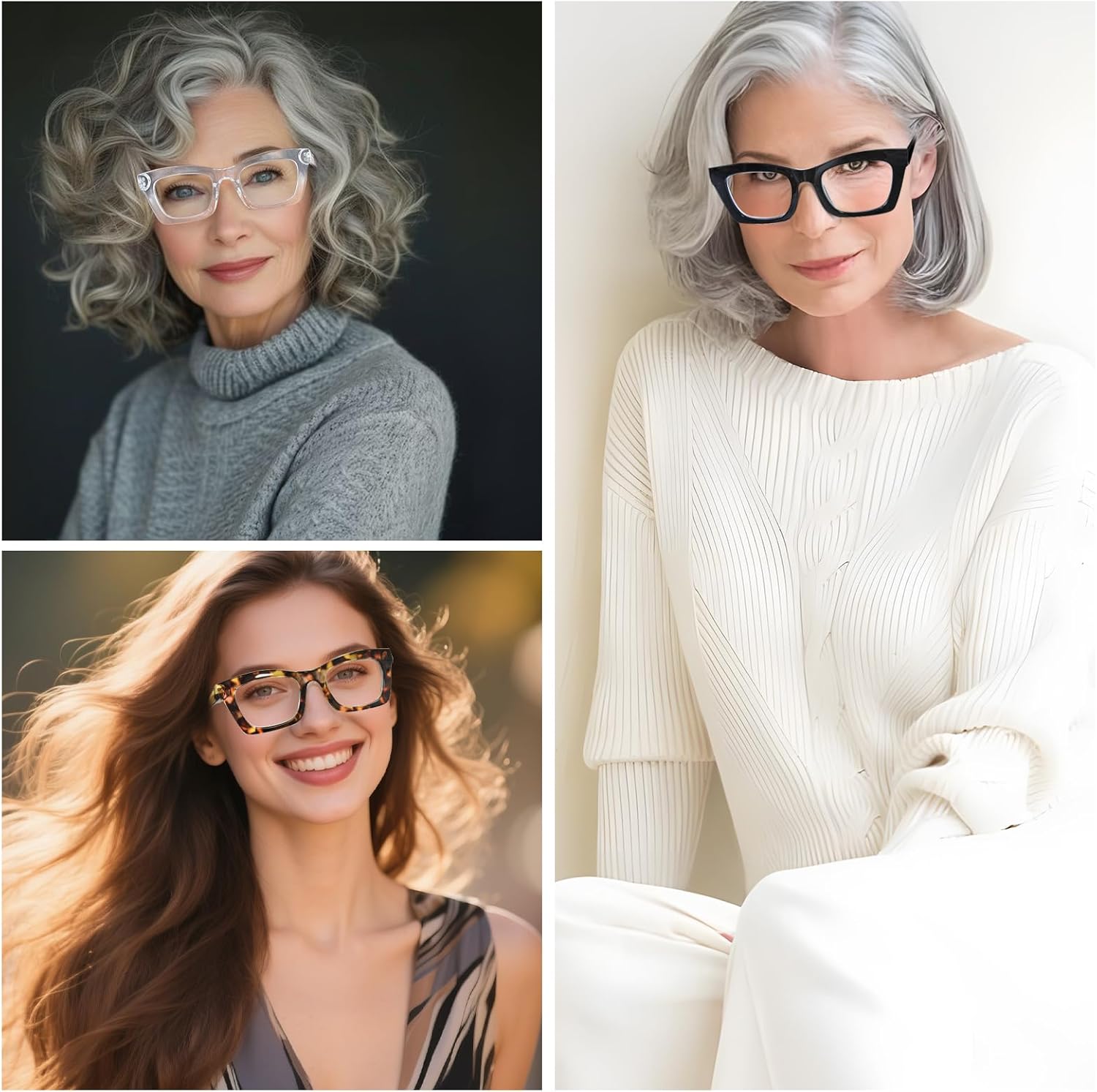 Bifocal Reading Glasses for Women Square Frame Clear Top Bifocal Readers for Women Blue Light Blocking Computer Readers with Spring Hinges (Black+ Clear+ Brown Tortoise, 2.5) - Image 6