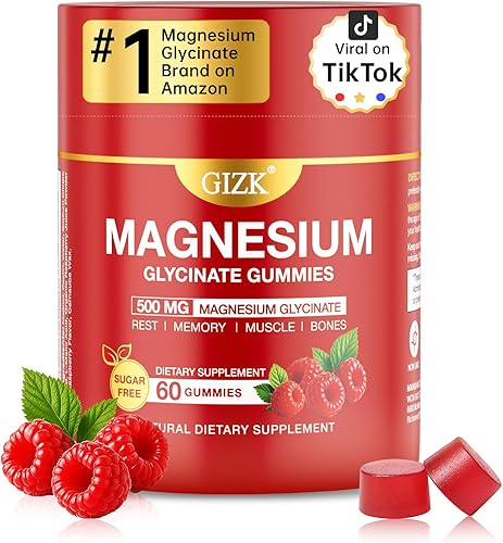 Gomitas de glicinato de magnesio de 500 mg - Gomitas de magnesio sin azúcar para dormir, estrés, apoyo muscular y nervioso - para adultos y niños