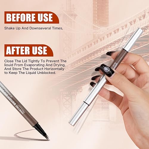 Miniatura 4 de Bolígrafo de cejas 4D de doble extremo, punta de pincel similar al cabello, 5 opciones de color, punta de precisión de 0.004 in, maquillaje
