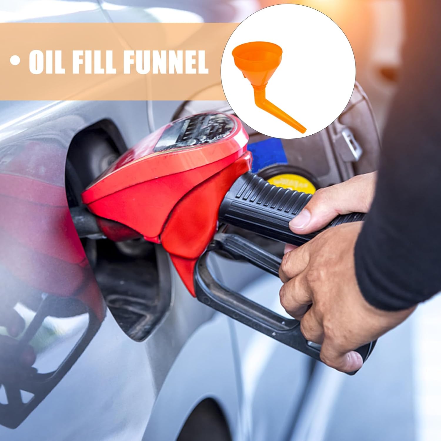 2Pcs Multifunctional Gasoline Funnel Thickened Refueling Funnel for Cars and Motorcycles with Straight Head Telescopic Tube Elbow Design Essential for Emergency Outdoor Refueling