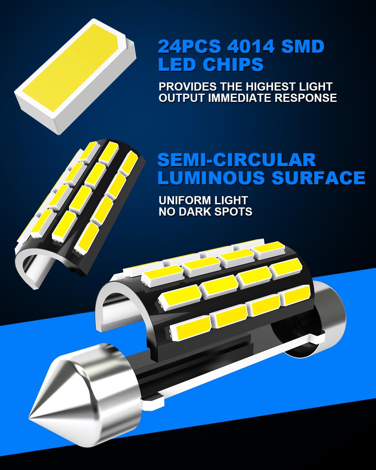 12v 42mm led buislamp 16smd c5w festoon fitting 6000k - Tuning en Styling