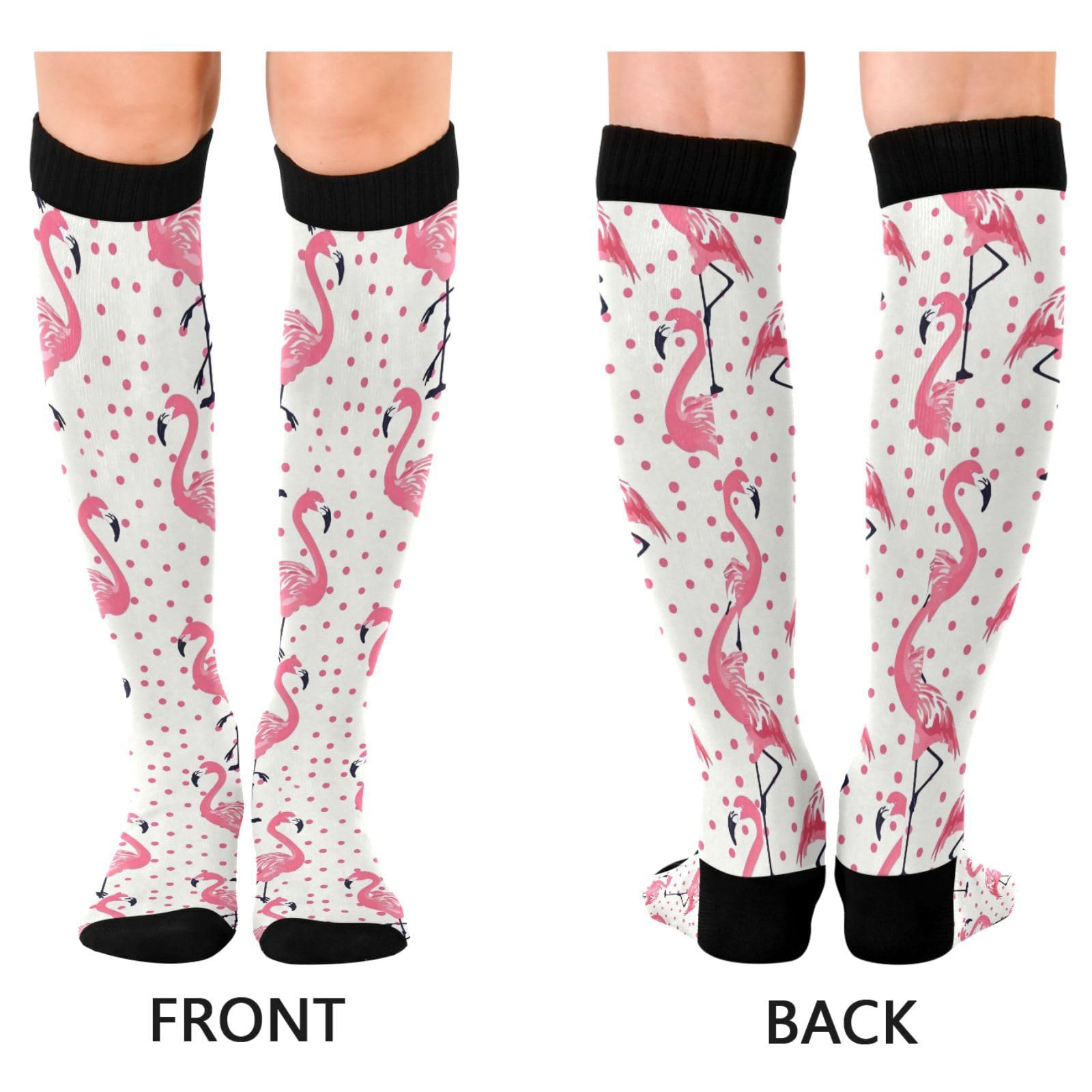 GakkiGii Flamingo Dots Compression Socks for Women & Men – Knee High Support for Running, Nurses, Travel, Workout – 1 Pair