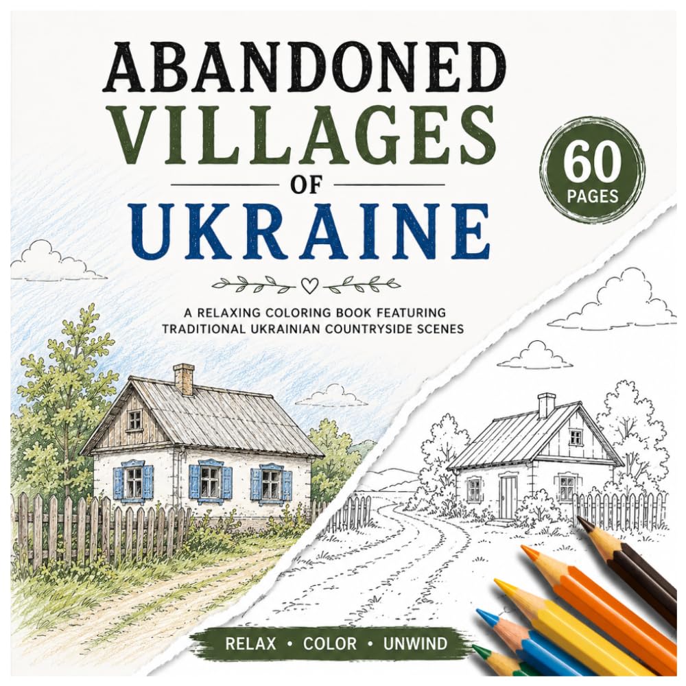 Abandoned Villages of Ukraine: A Relaxing Rural Coloring Book Featuring Traditional Wooden Houses, Quiet Countryside Scenes, and Overgrown Ukrainian Landscapes (Abandoned Villages Series)