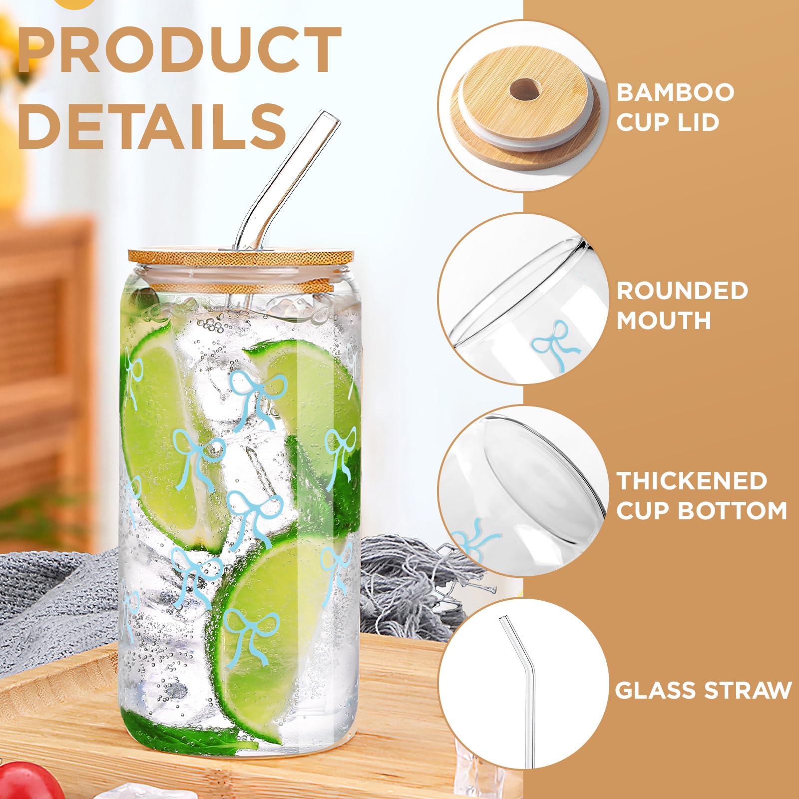 Dellyy Verre Avec Couvercle Et Paille - 500 Ml - Avec Couvercle Et