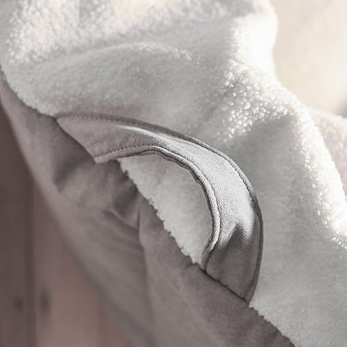 Miniatura 7 de Big Joe Milano - Puf con tela de sherpa y gamuza vegana, poliéster suave, avenagrafito, 2.5 pies